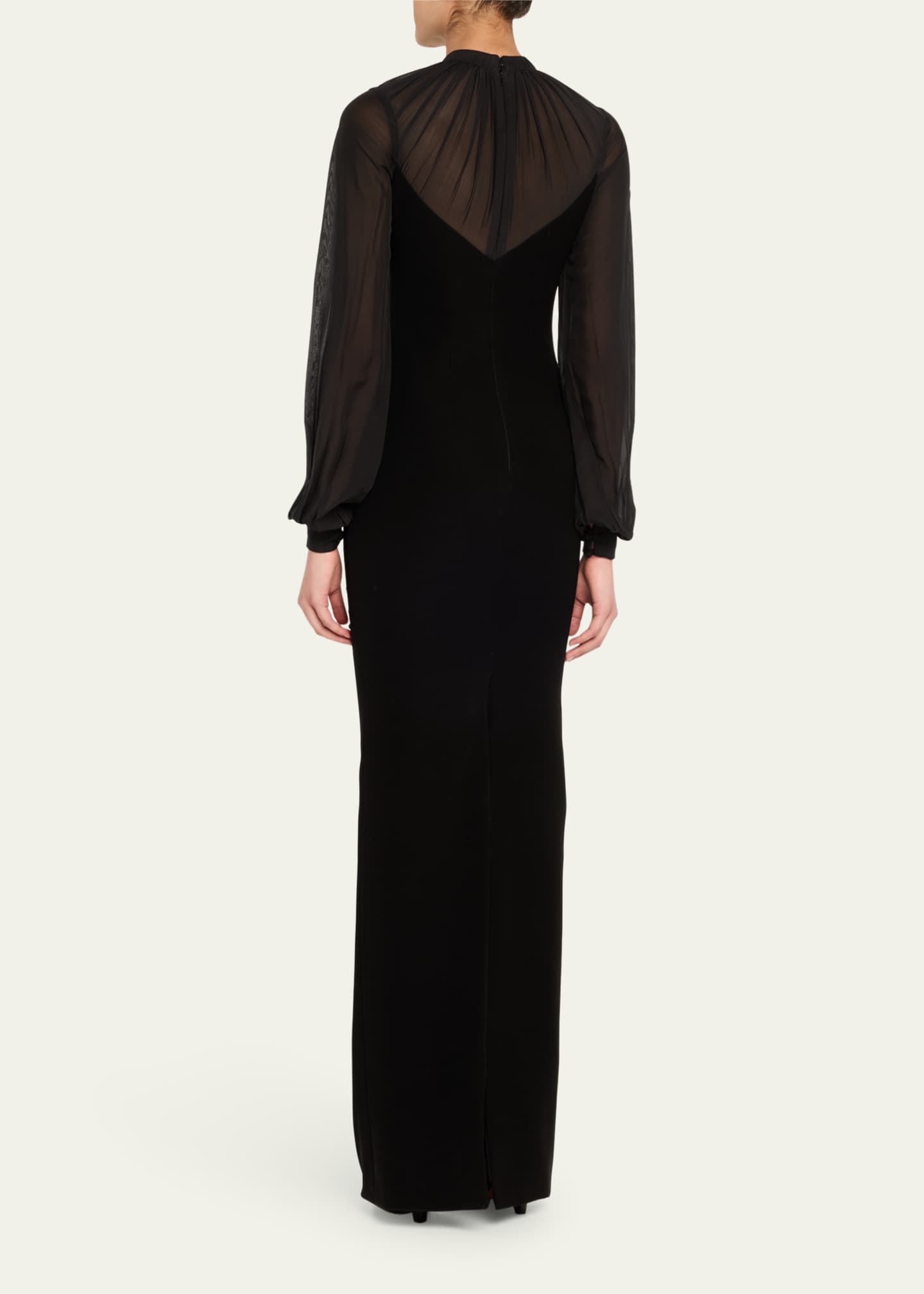 Gaurav Gupta Draped Chiffon Column Crepe Gown Image 3 of 5