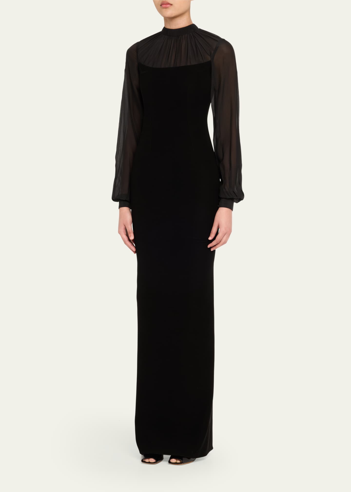 Gaurav Gupta Draped Chiffon Column Crepe Gown Image 4 of 5