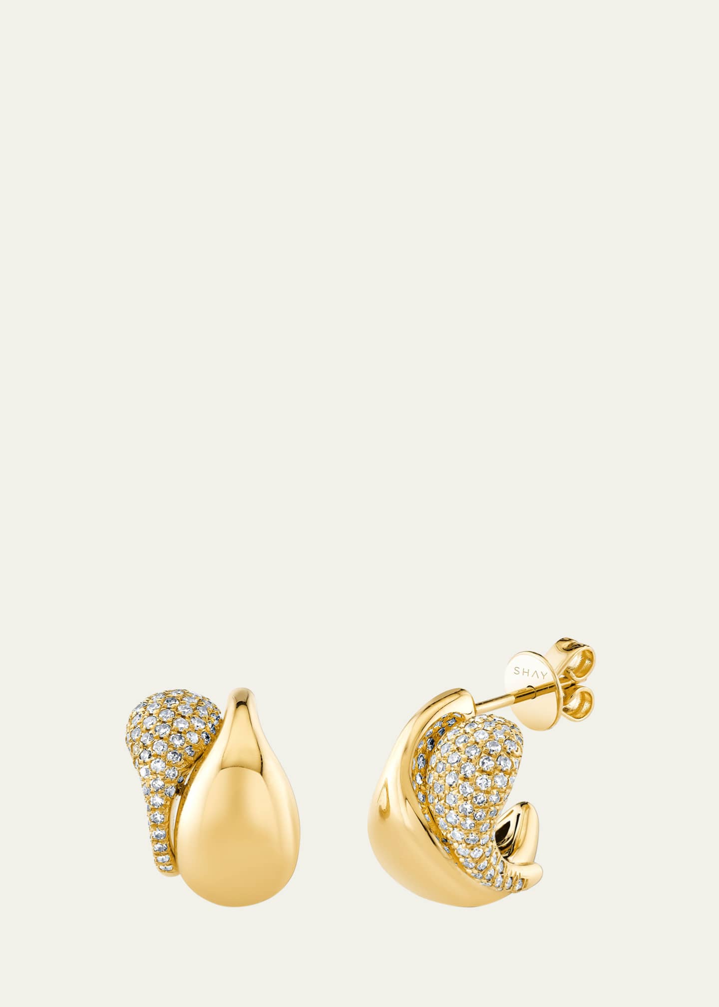 SHAY 18K Yellow Gold Diamond Double Drip Huggie Earrings