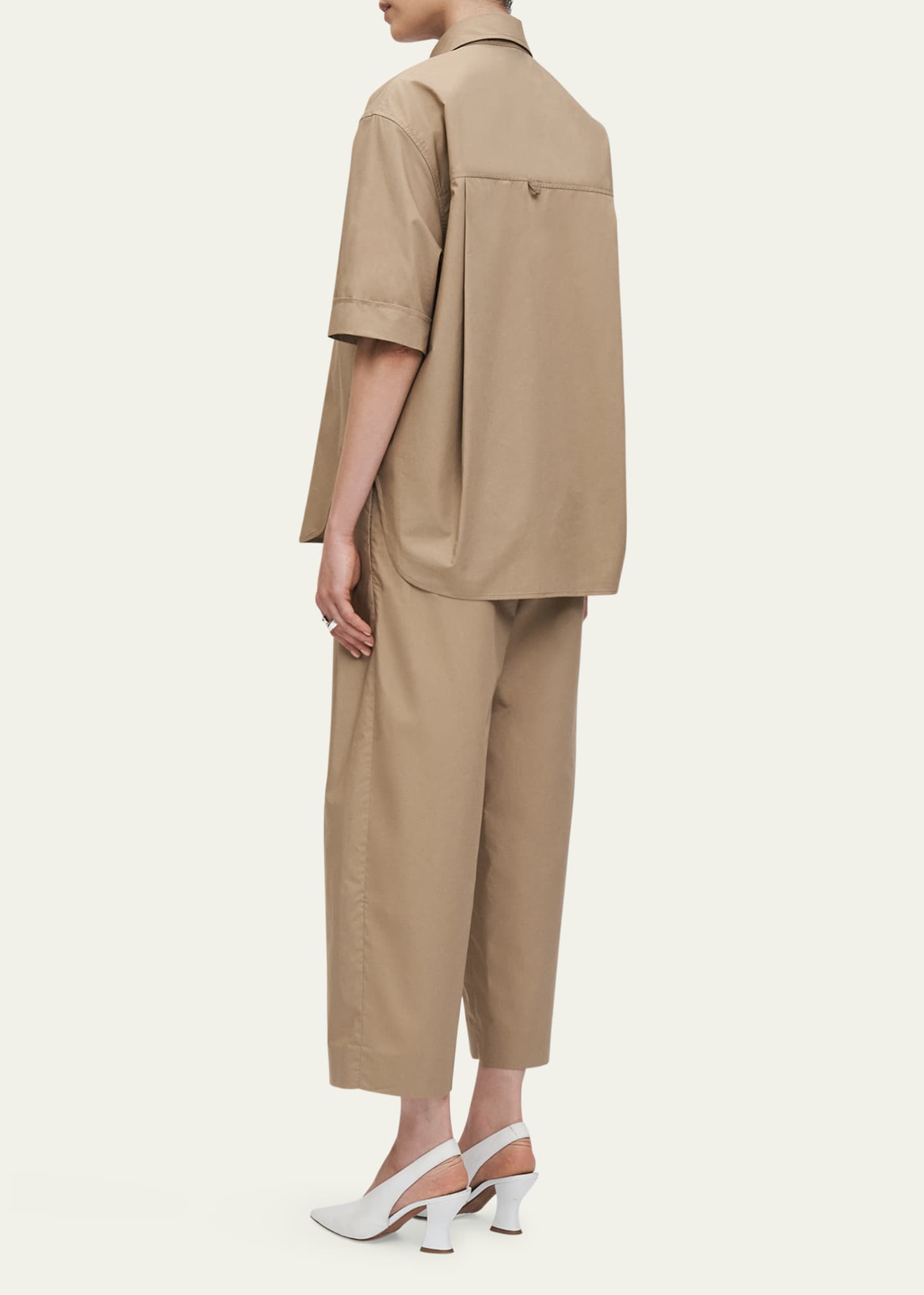 MARIA MCMANUS Oversized Short-Sleeve Cotton Twill Shirt Image 3 of 5
