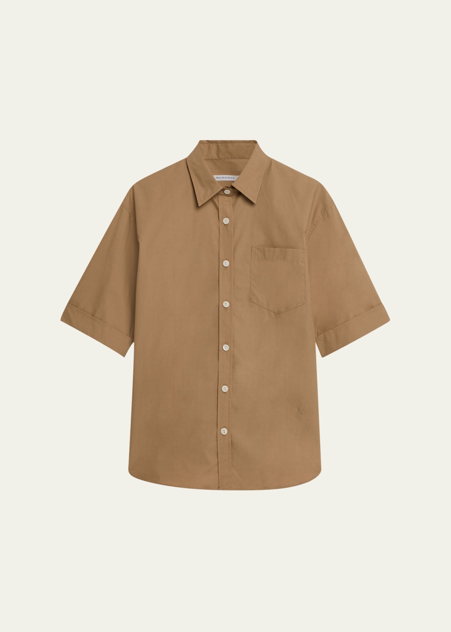 MARIA MCMANUS Oversized Short-Sleeve Cotton Twill Shirt Image 1 of 5