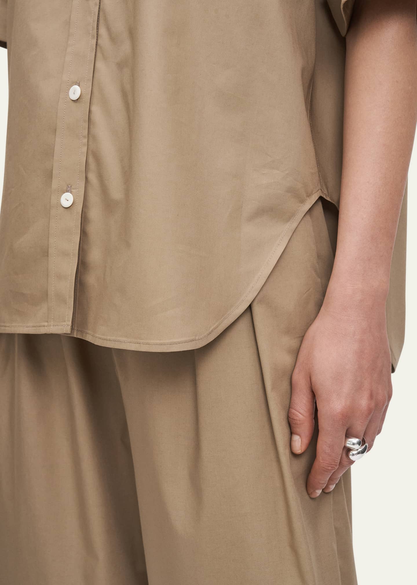 MARIA MCMANUS Oversized Short-Sleeve Cotton Twill Shirt Image 5 of 5
