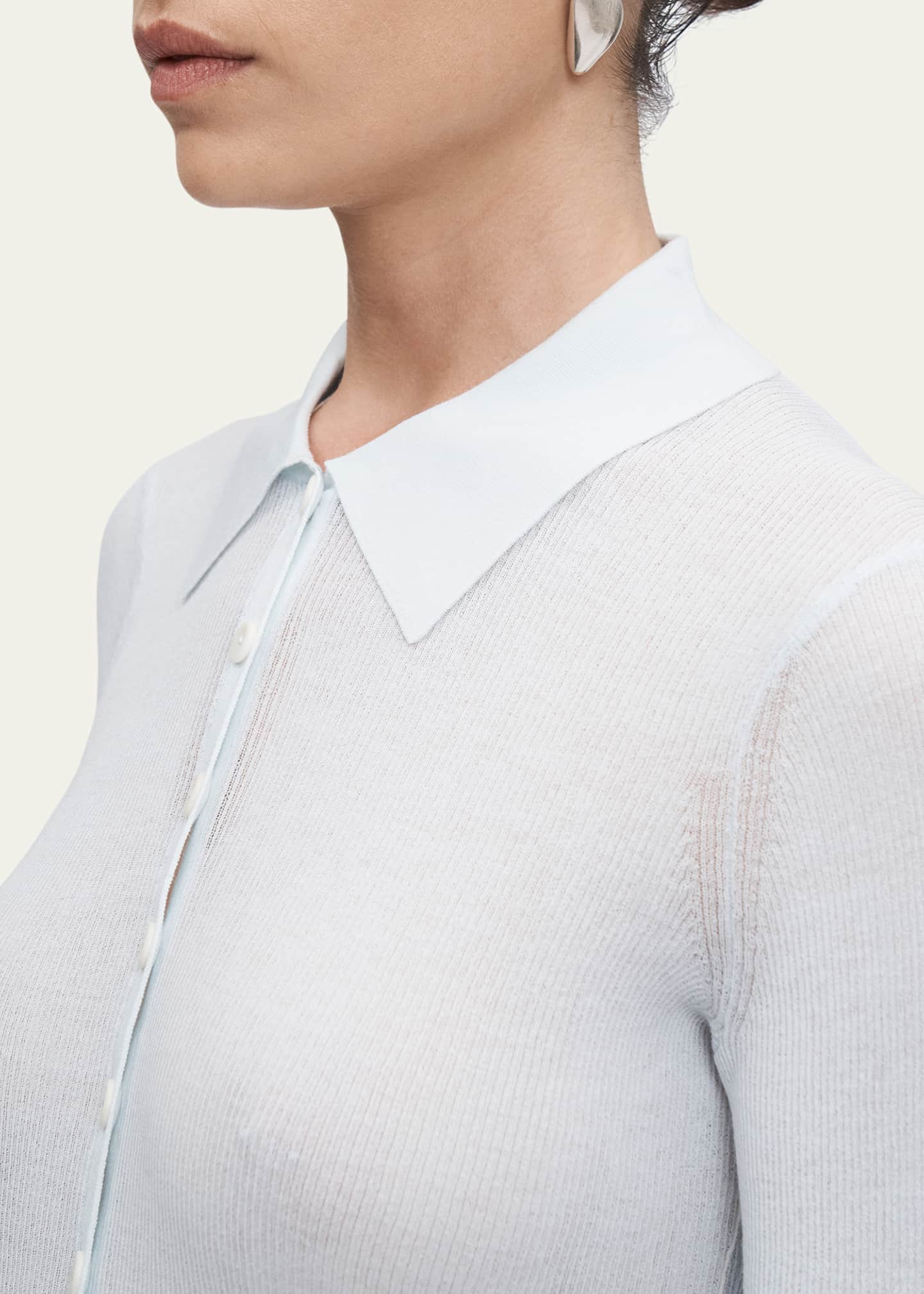 MARIA MCMANUS Ribbed Sheer Polo Shirt Image 5 of 5