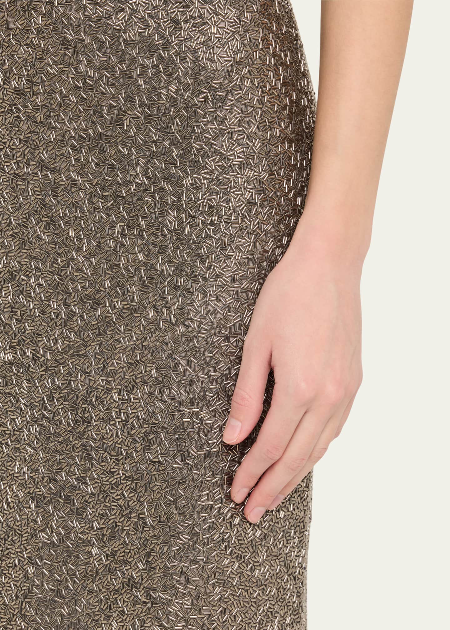 Naeem Khan Beaded Illusion Neckline Gown Image 5 of 5