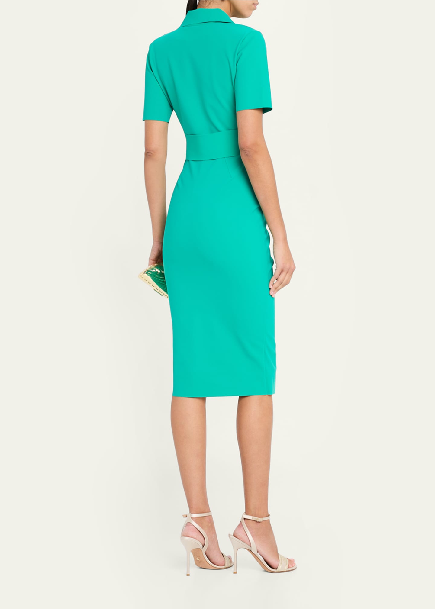 Chiara Boni La Petite Robe Ittig Ruffle Bodycon Midi Dress, Emeraude, Women's, 4, Cocktail & Party Wedding Guest Dresses Bodycon Dresses
