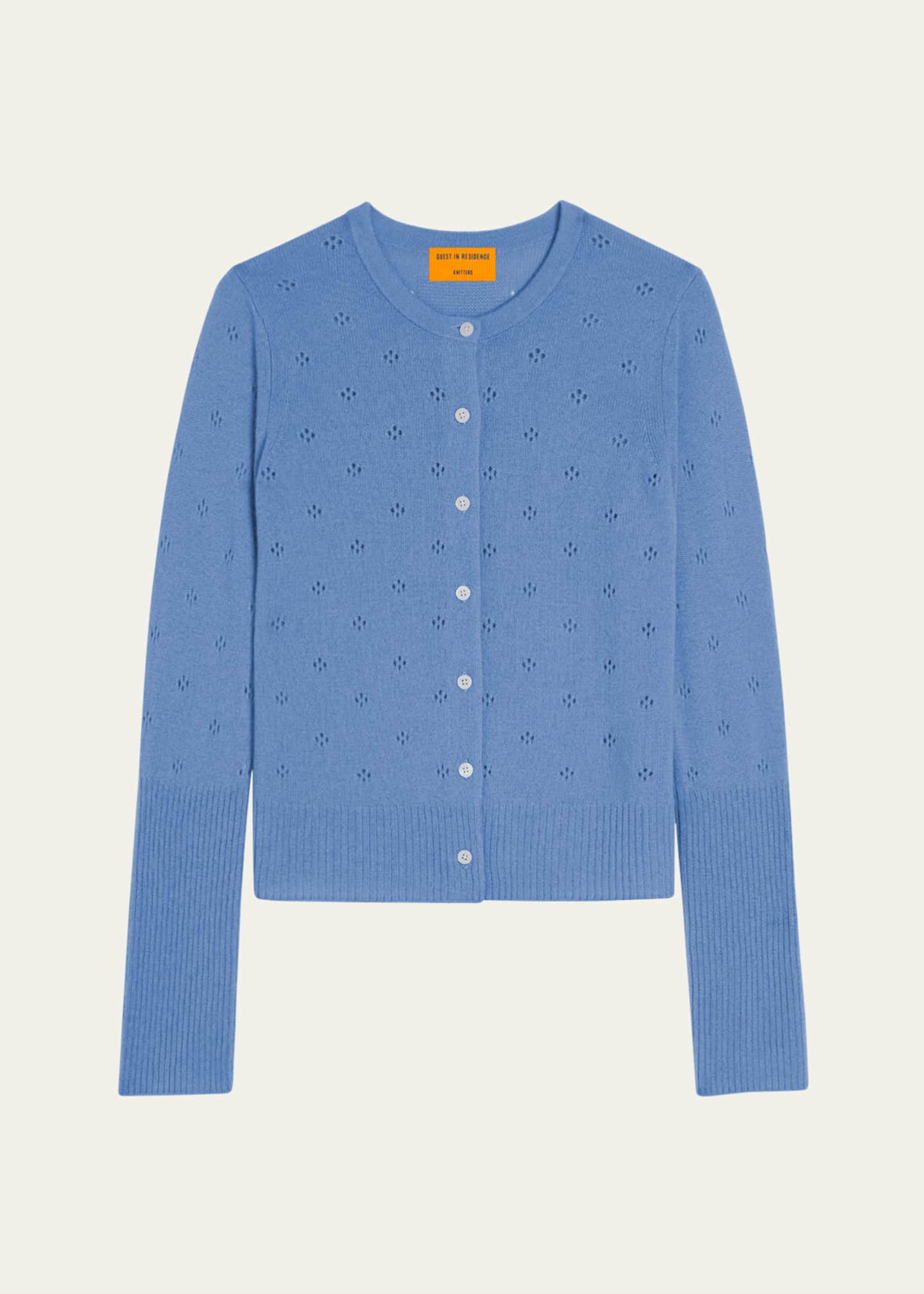 Guest in Residence Jane Pointelle-Knit Cashmere Cardigan
