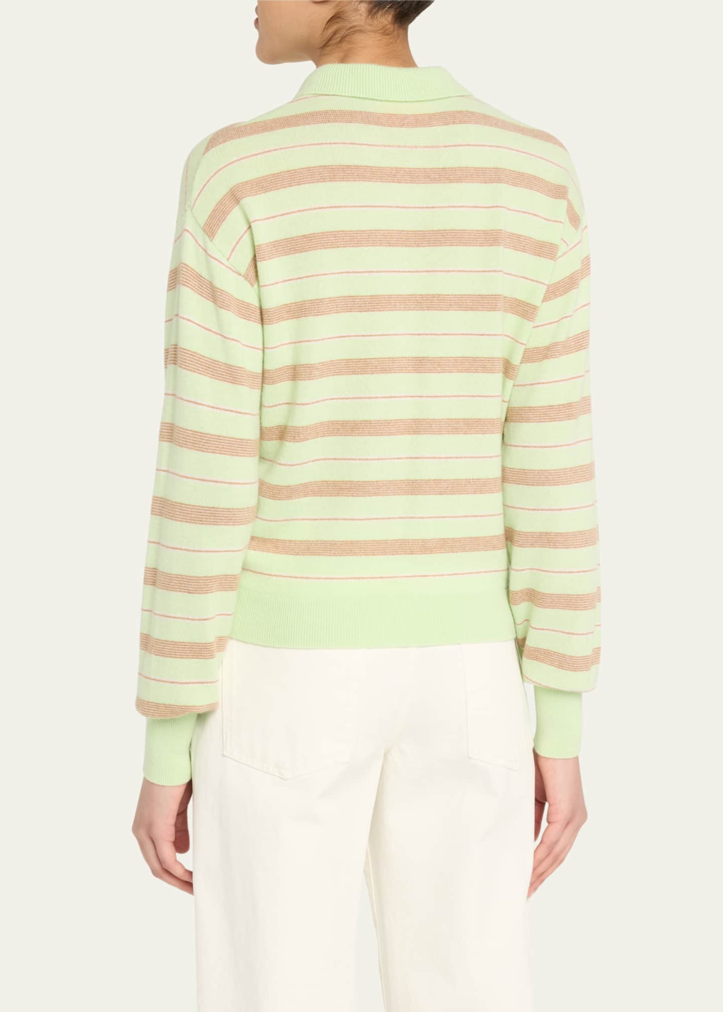 Guest in Residence Collegiate Stripe Cashmere Polo Image 3 of 5