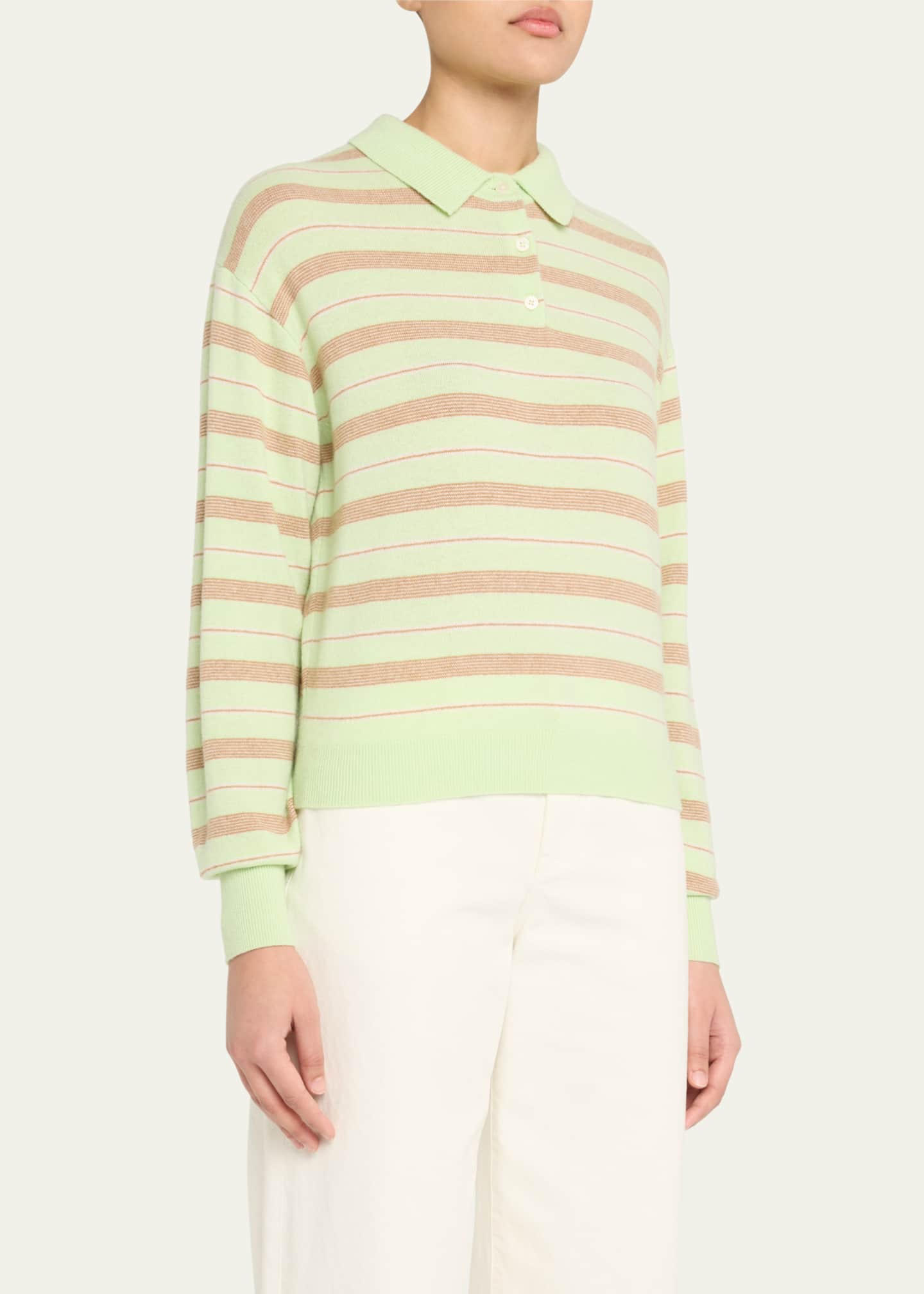 Guest in Residence Collegiate Stripe Cashmere Polo Image 4 of 5