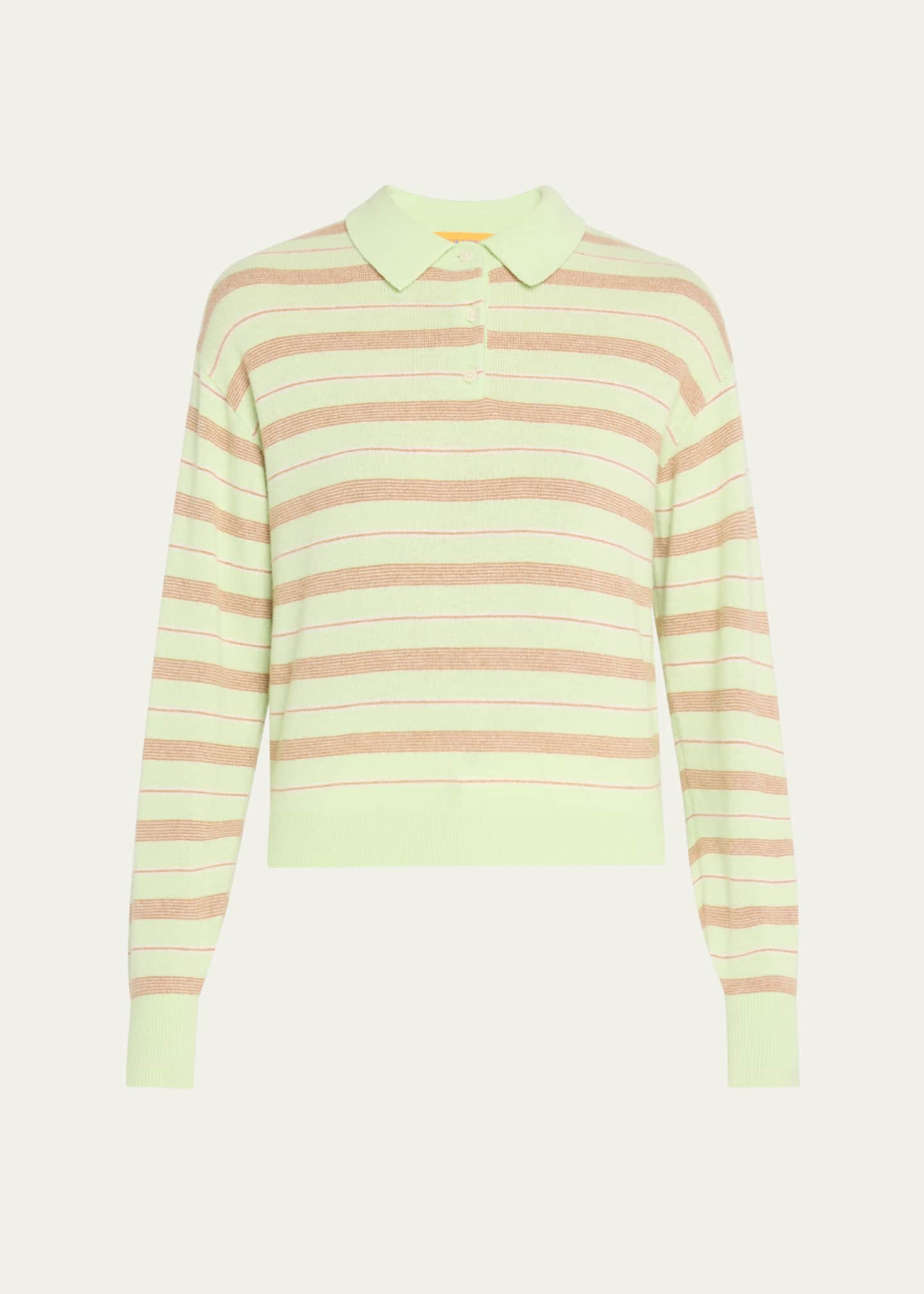 Guest in Residence Collegiate Stripe Cashmere Polo Image 1 of 5