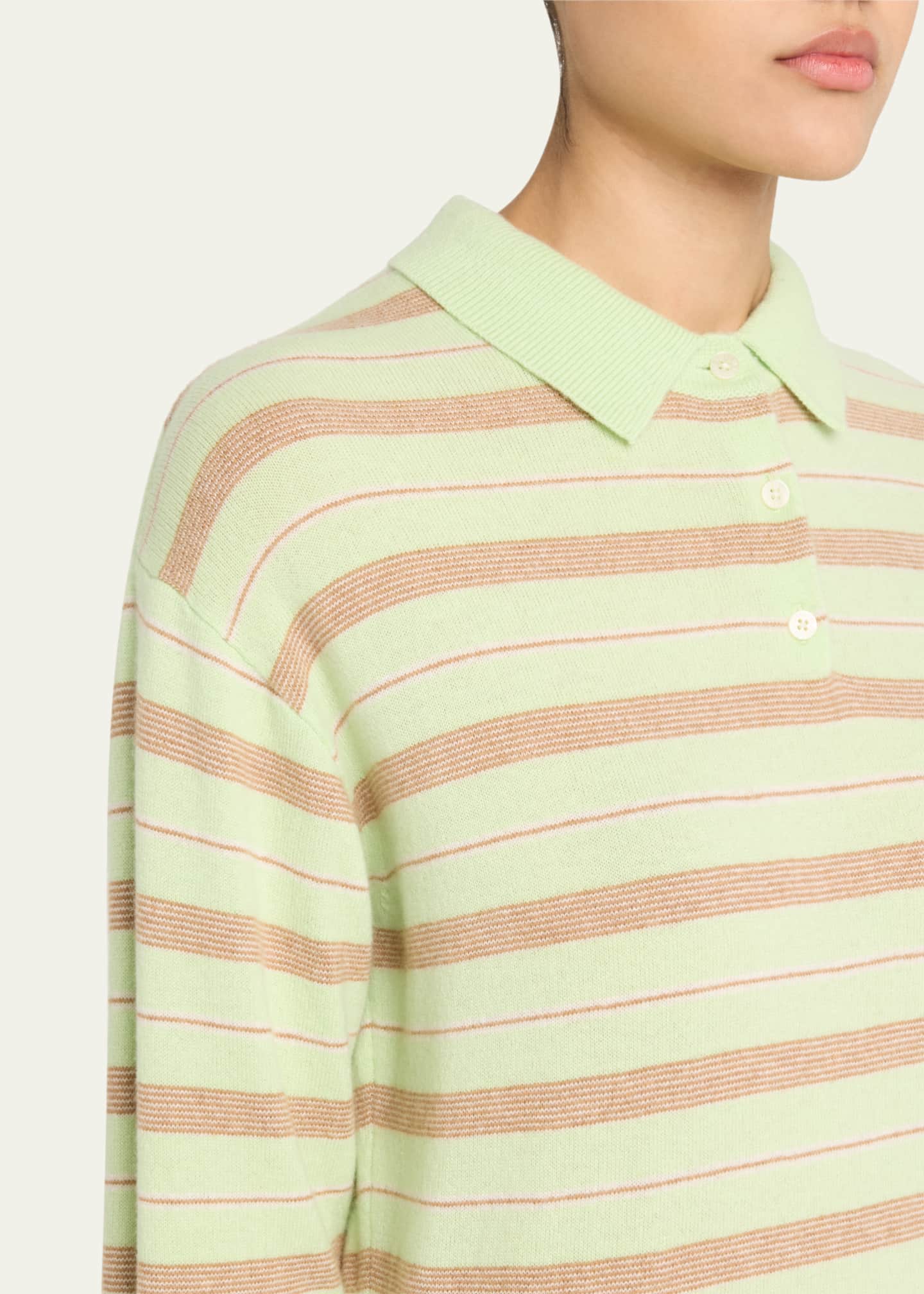 Guest in Residence Collegiate Stripe Cashmere Polo Image 5 of 5