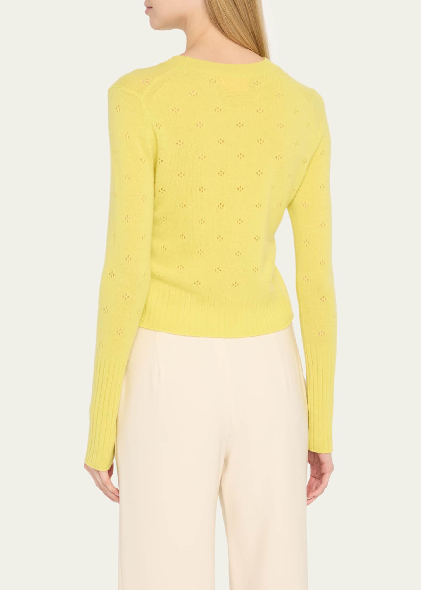 Guest in Residence Shrunken Pointelle Crewneck Cashmere Pullover Image 3 of 5