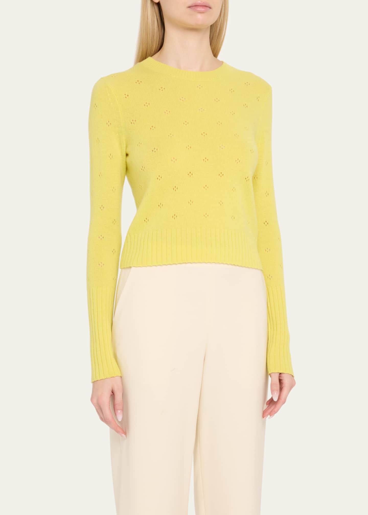 Guest in Residence Shrunken Pointelle Crewneck Cashmere Pullover Image 4 of 5