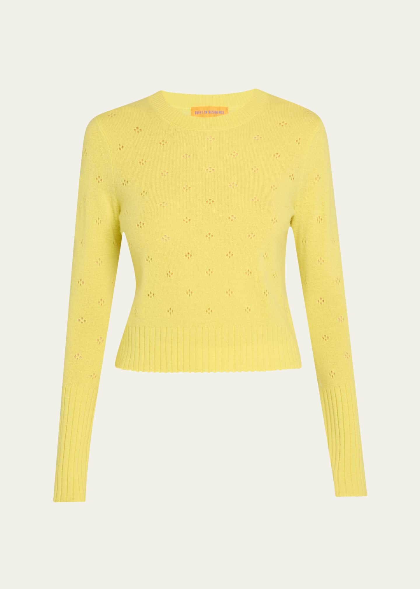 Guest in Residence Shrunken Pointelle Crewneck Cashmere Pullover Image 1 of 5