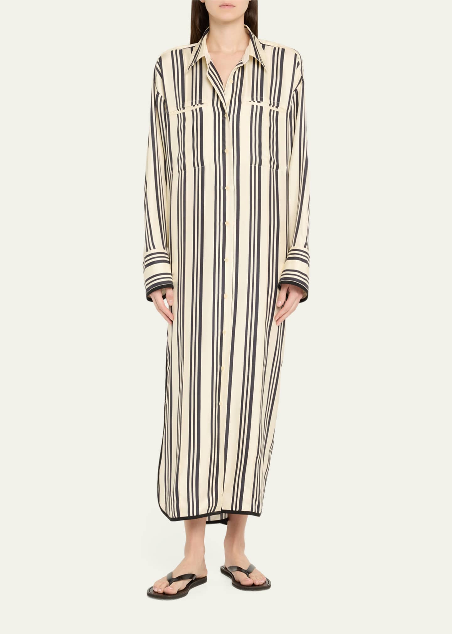 Heirlome Viviana Stripe Maxi Silk Shirtdress Image 2 of 5