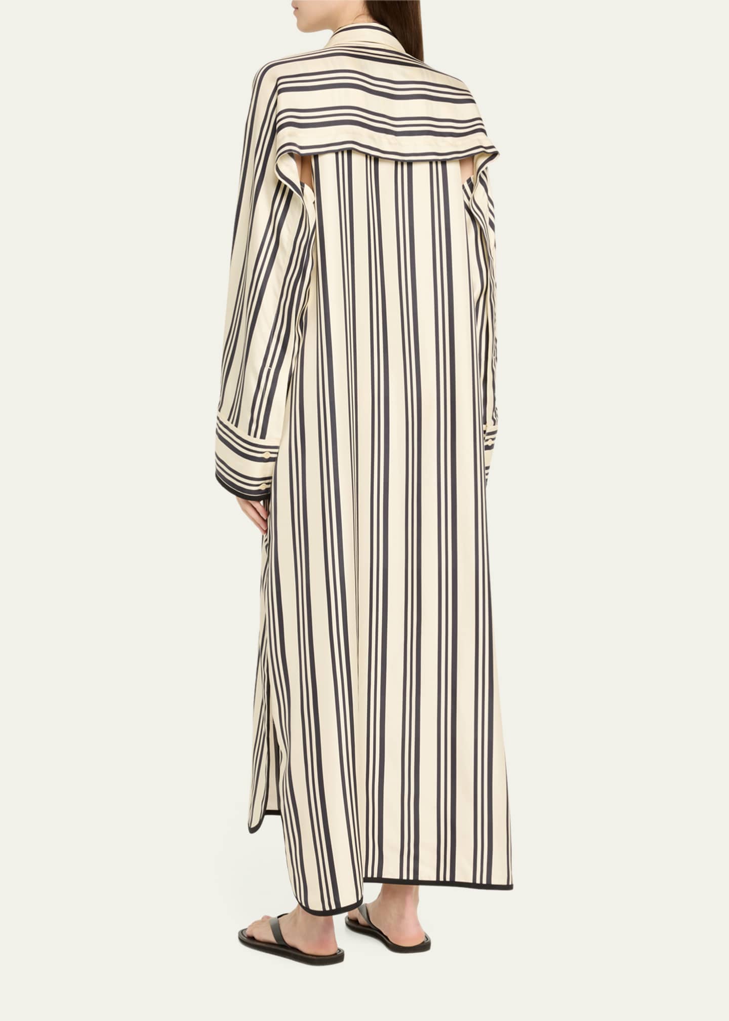 Heirlome Viviana Stripe Maxi Silk Shirtdress Image 3 of 5