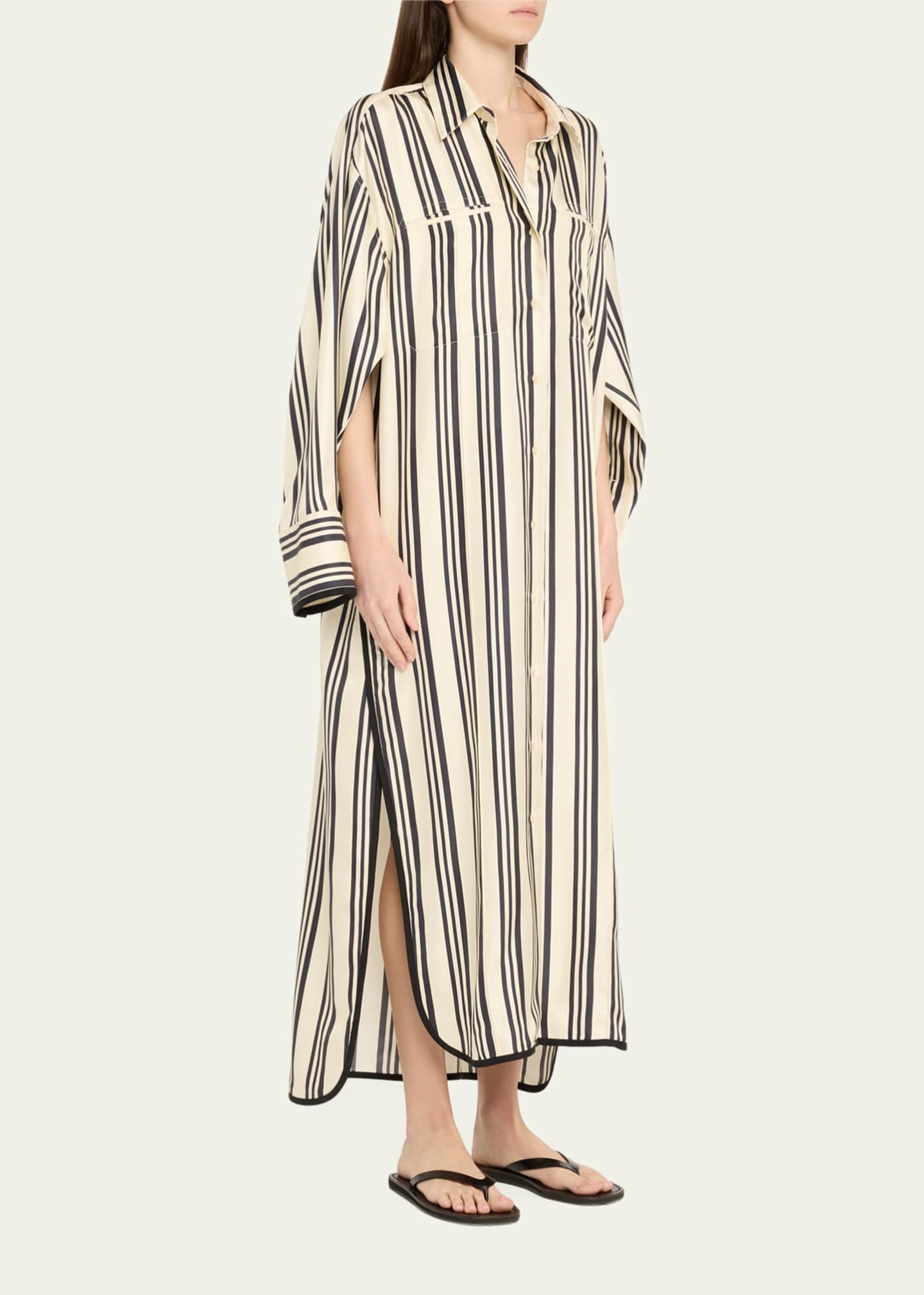 Heirlome Viviana Stripe Maxi Silk Shirtdress Image 4 of 5