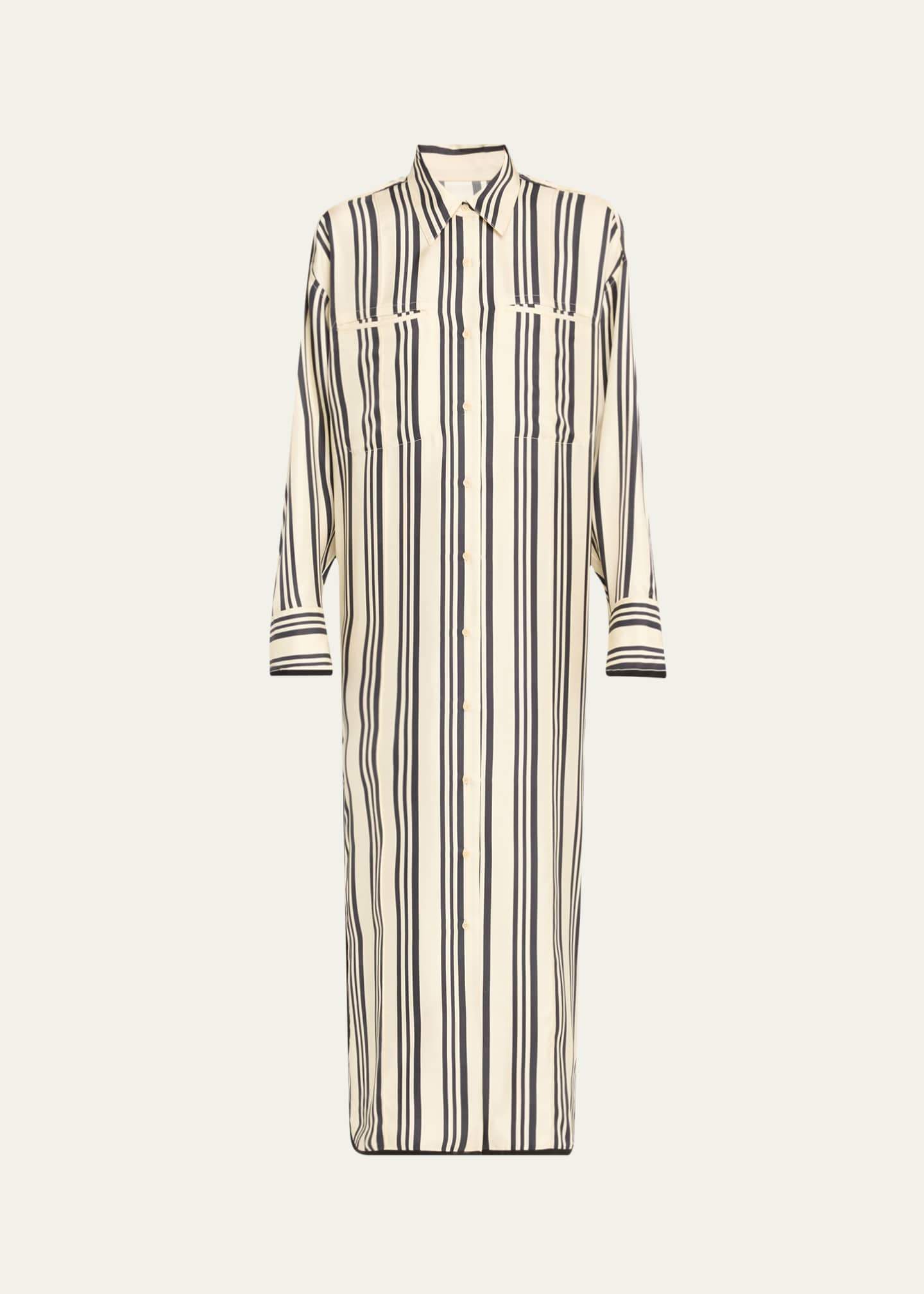 Heirlome Viviana Stripe Maxi Silk Shirtdress Image 1 of 5