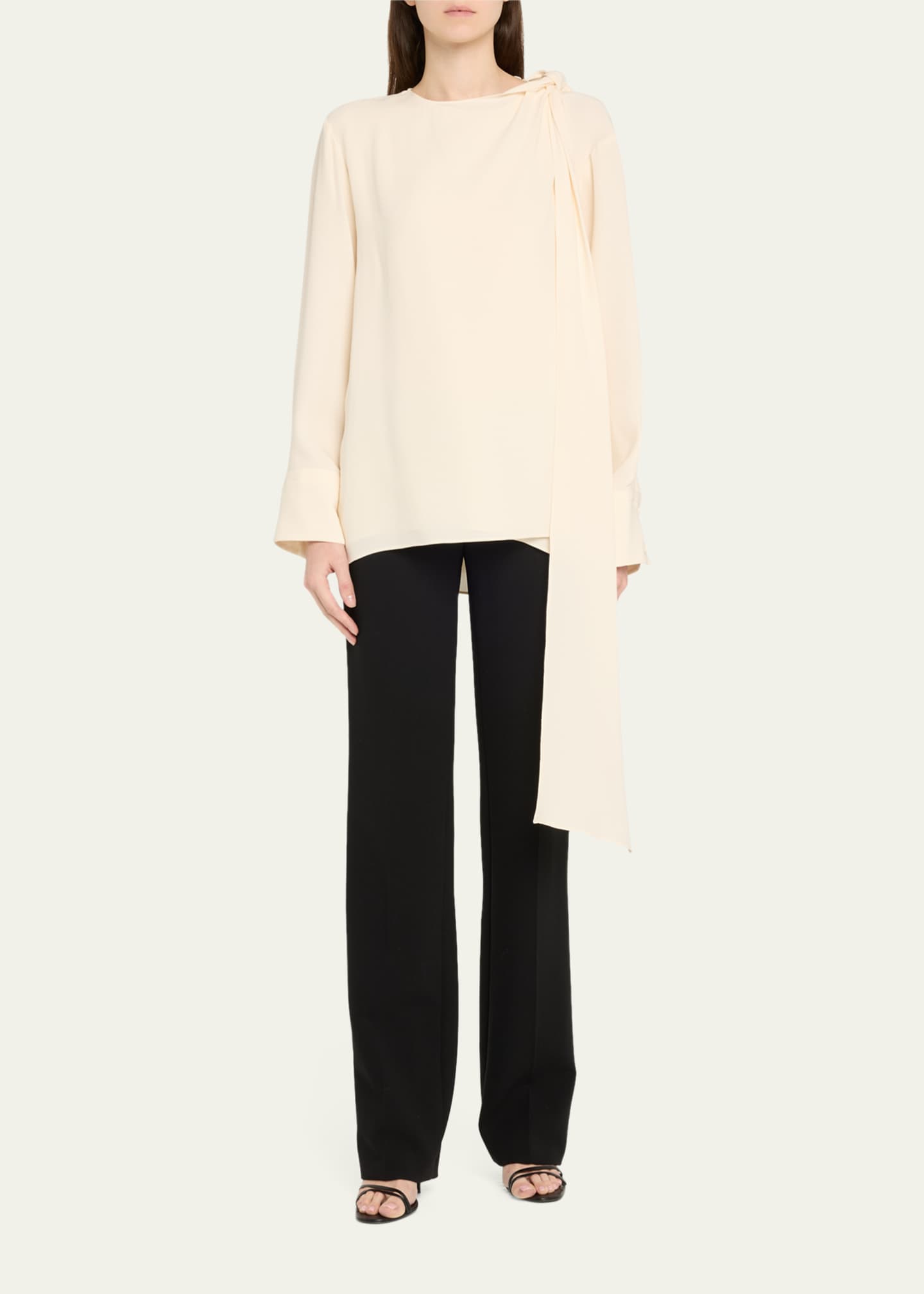Coco Tie-Shoulder Silk Blouse - Thumbnail 2