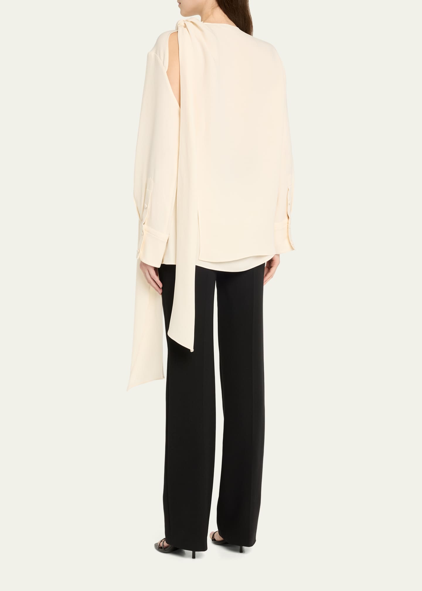 Coco Tie-Shoulder Silk Blouse - Thumbnail 3