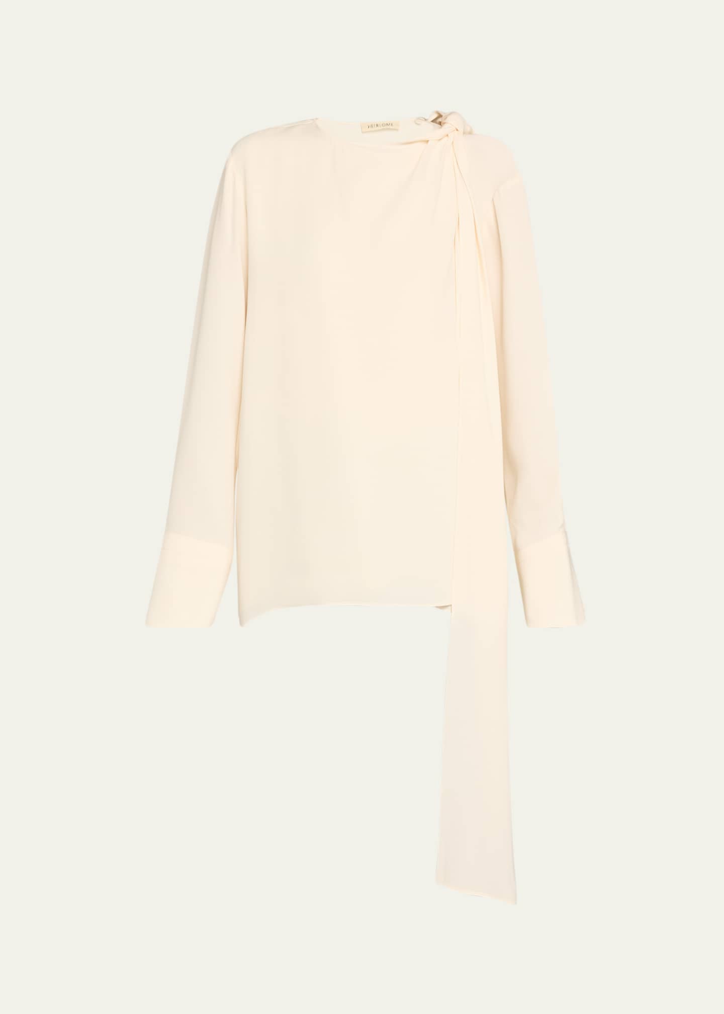 Coco Tie-Shoulder Silk Blouse