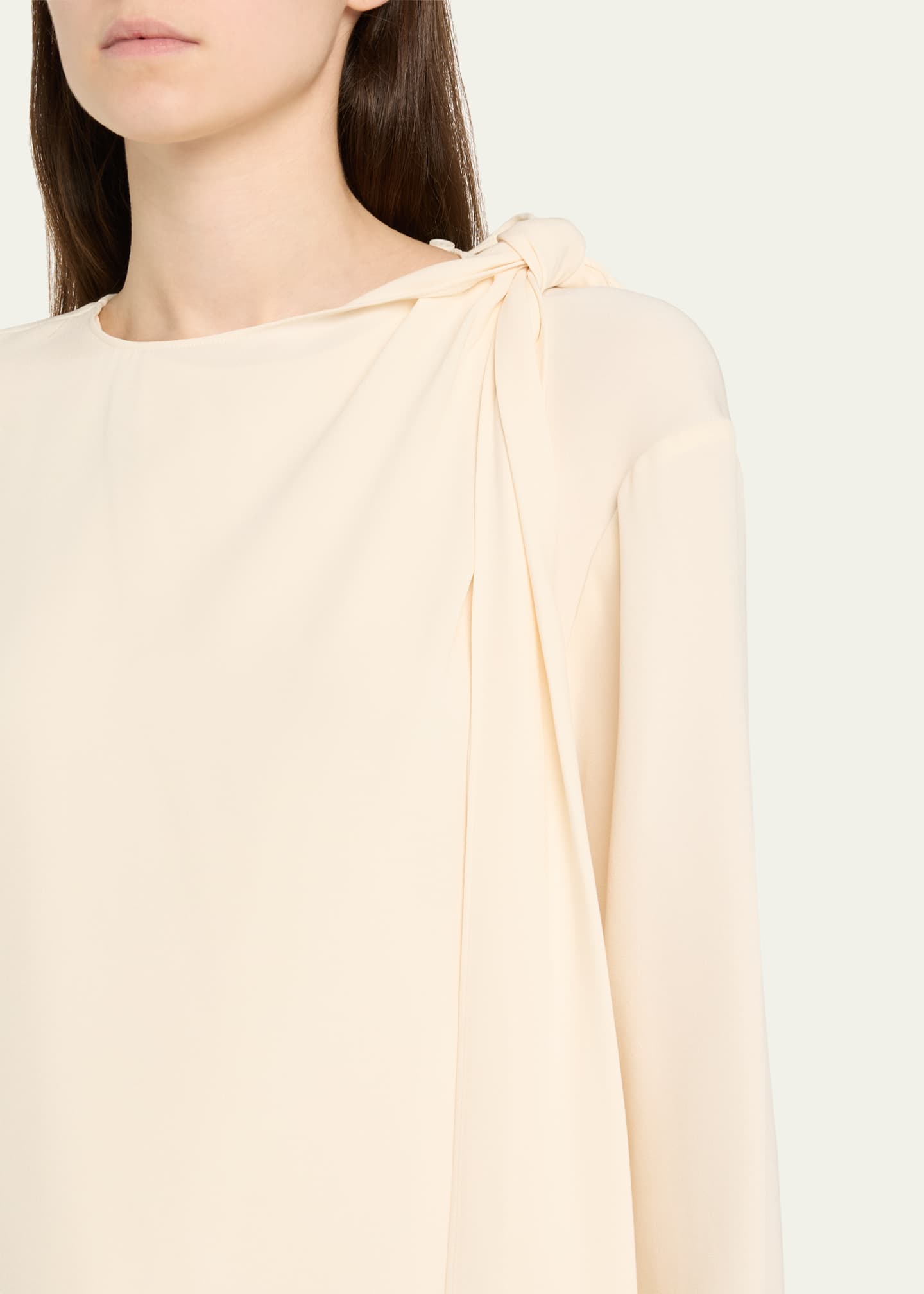 Coco Tie-Shoulder Silk Blouse - Thumbnail 5