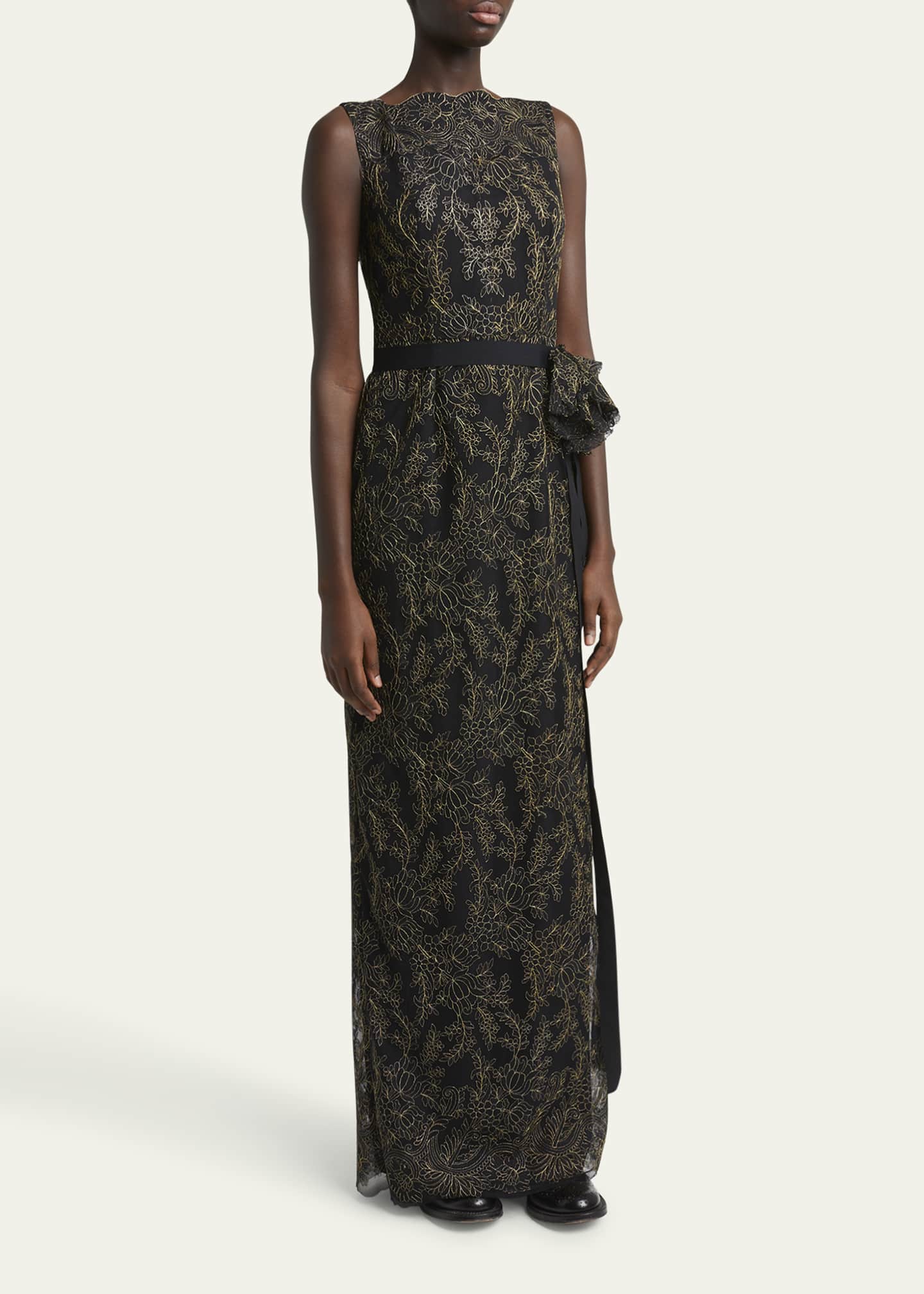 Erdem Sleeveless Pencil Embroidered Gown Image 4 of 5