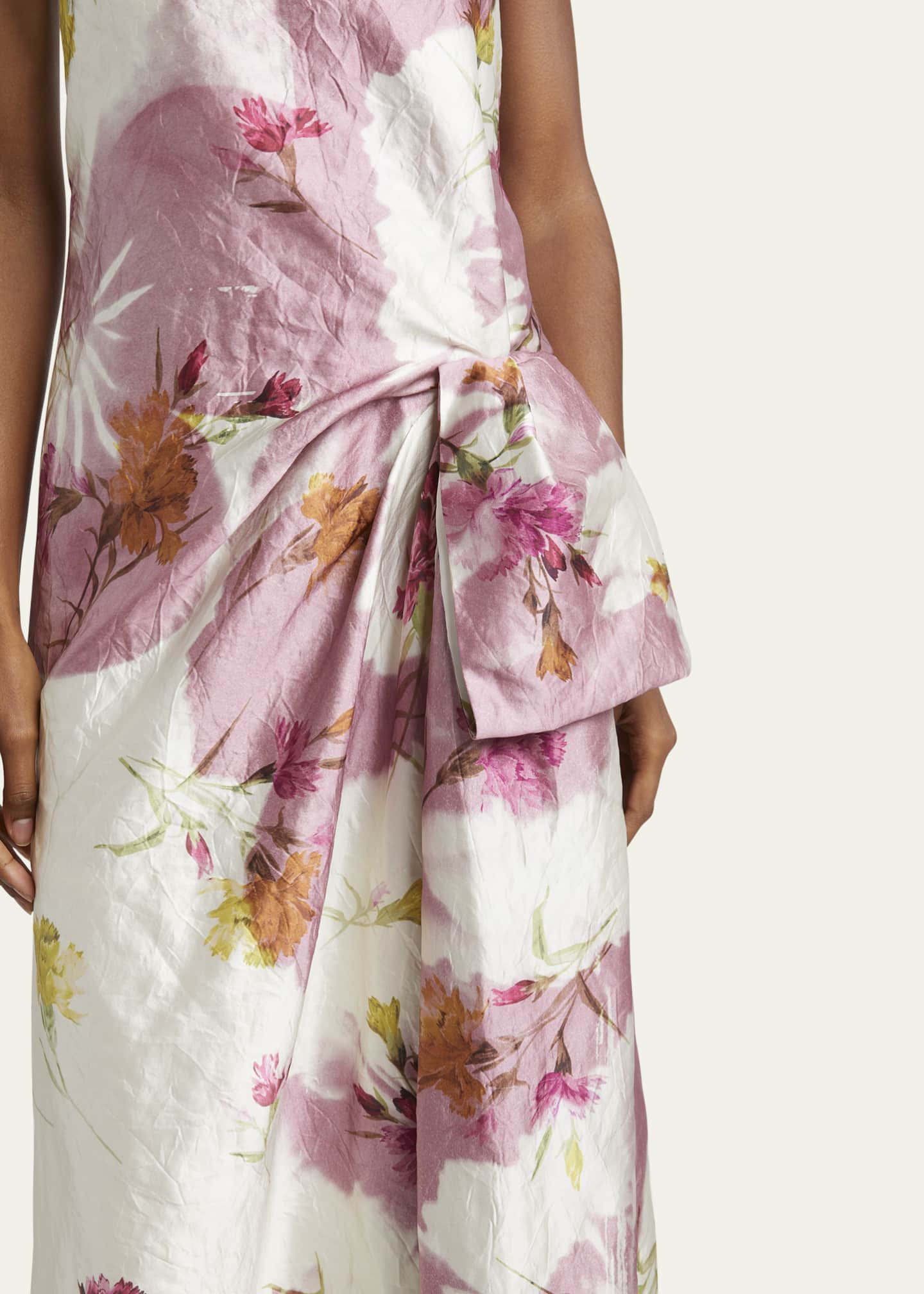 Erdem Floral Bow Draped Cocktail Dress Image 5 of 5