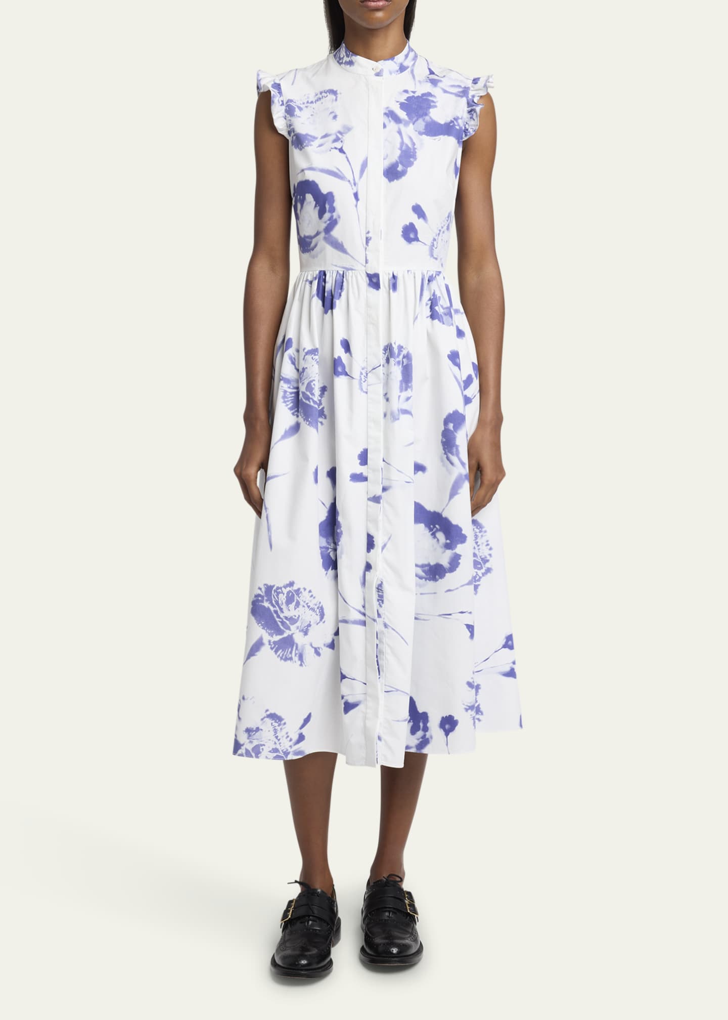 Erdem Floral Sleeveless Flared Midi Dress Image 2 of 5