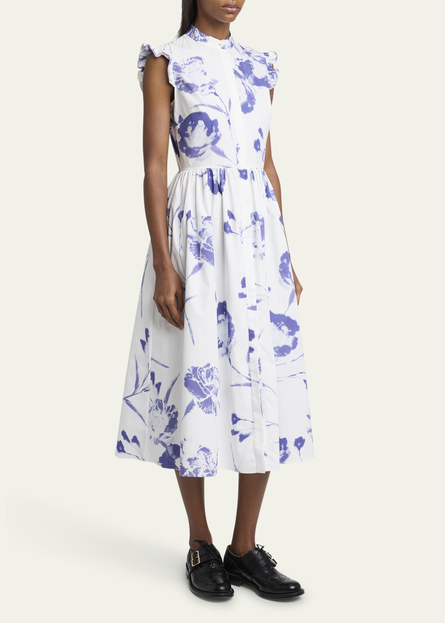 Erdem Floral Sleeveless Flared Midi Dress Image 4 of 5