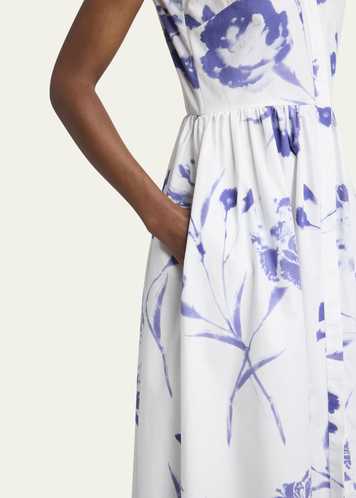 Erdem Floral Sleeveless Flared Midi Dress Image 5 of 5