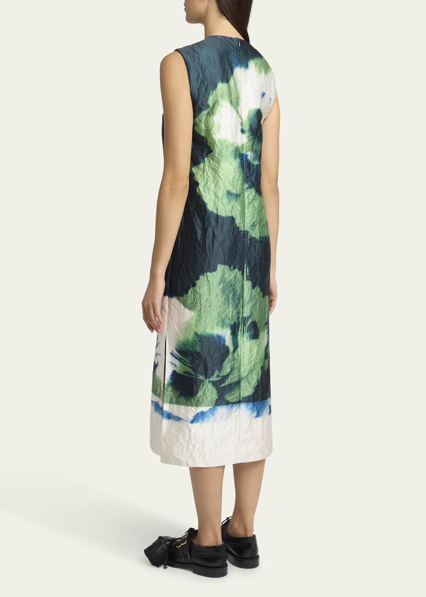 Erdem Floral Crinkle Effect Pencil Midi Dress Image 3 of 5