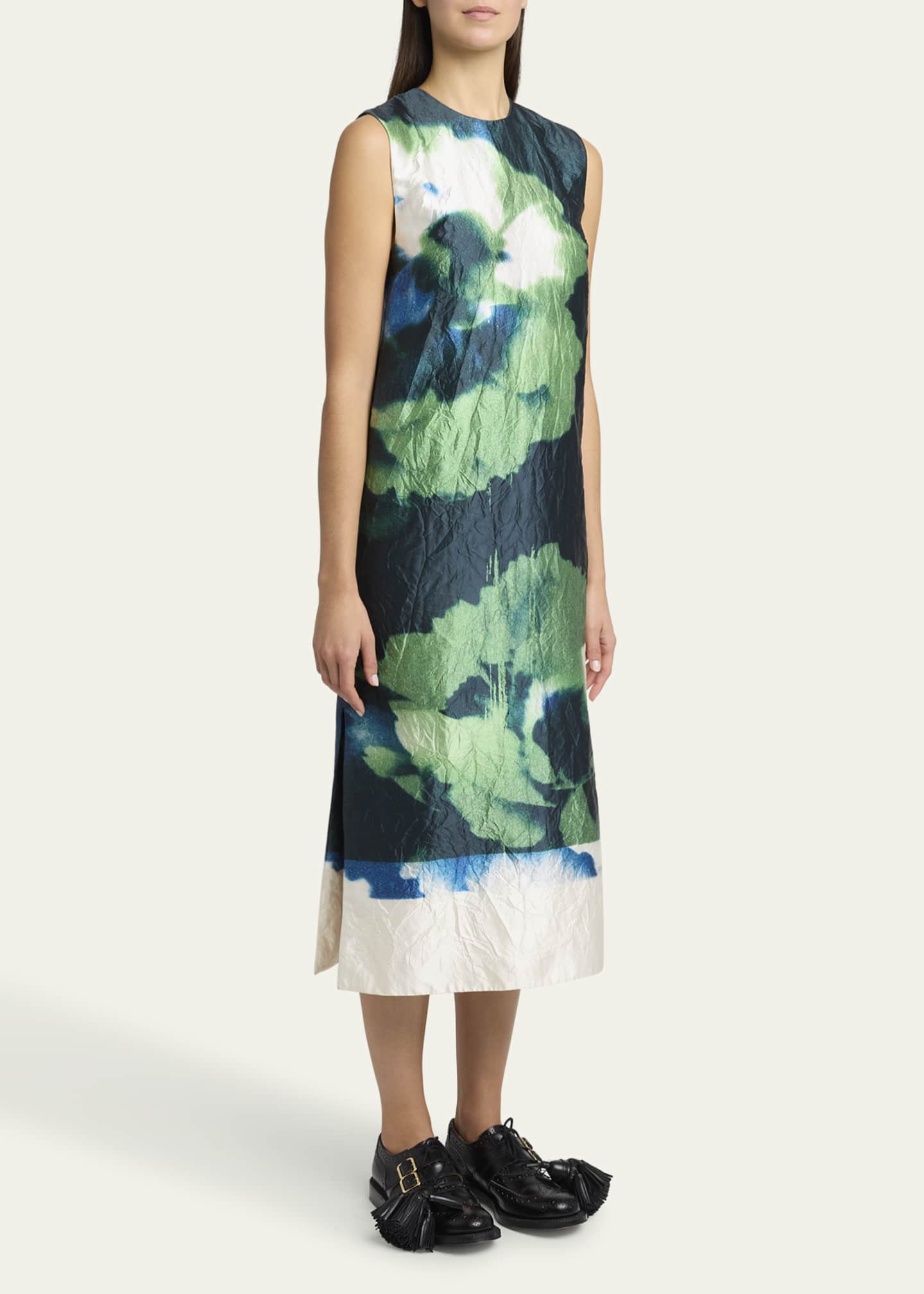 Erdem Floral Crinkle Effect Pencil Midi Dress Image 4 of 5