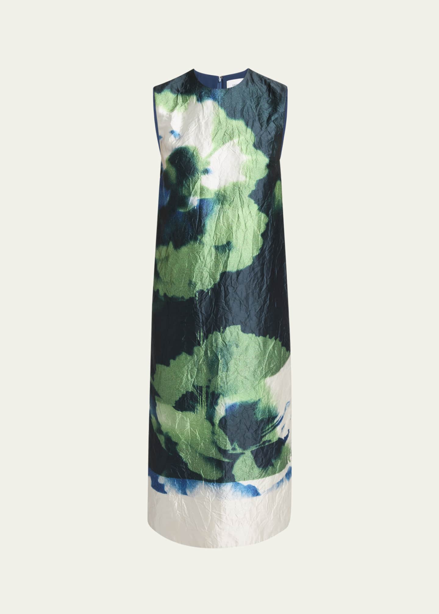 Erdem Floral Crinkle Effect Pencil Midi Dress Image 1 of 5