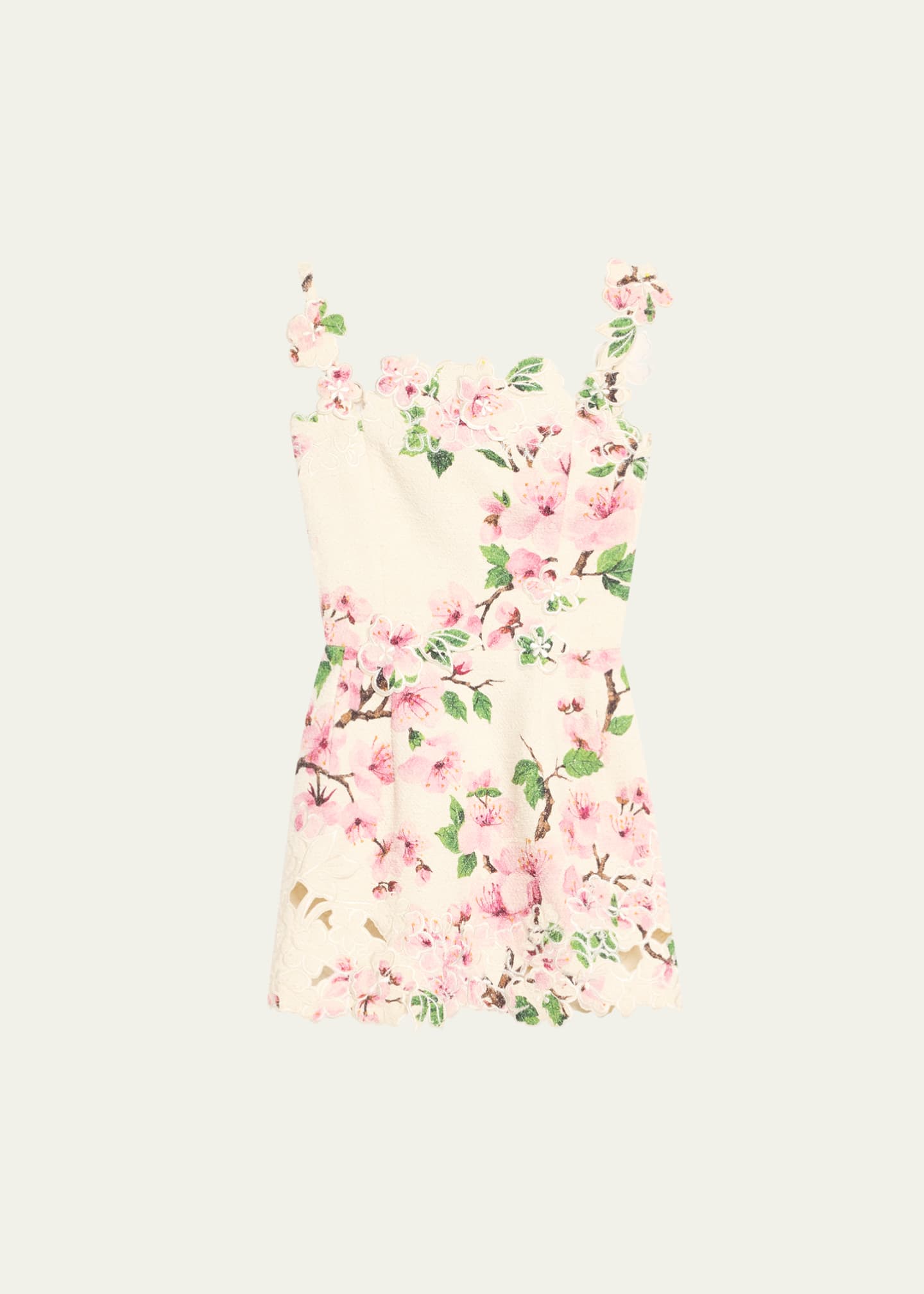 Oscar de la Renta Cherry Blossom Tweed Embroidered Mini Dress Image 1 of 5