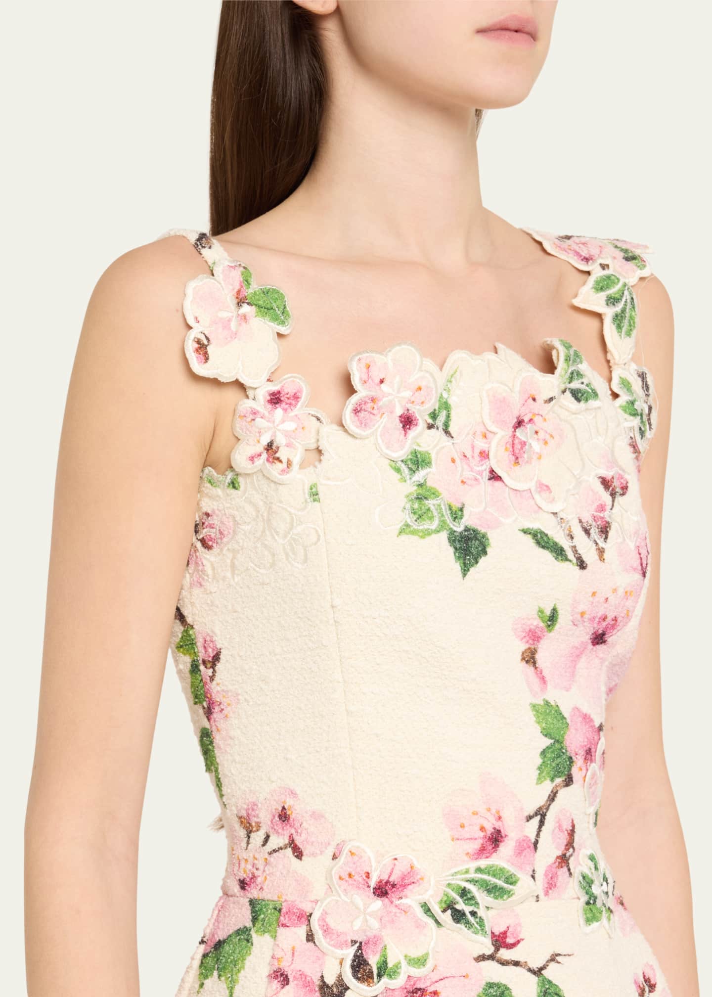 Oscar de la Renta Cherry Blossom Tweed Embroidered Mini Dress Image 5 of 5