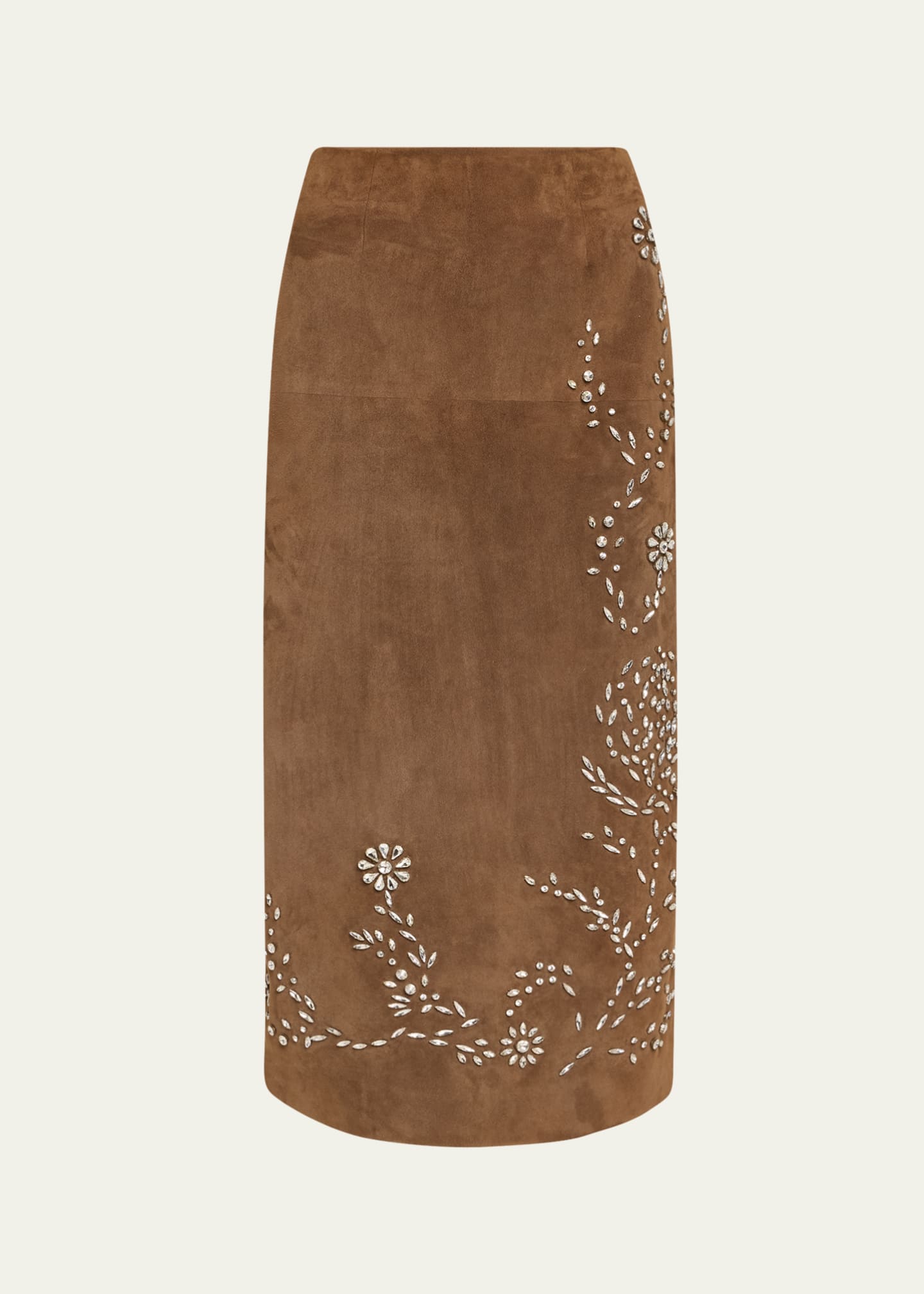 Oscar de la Renta Crystal Suede Pencil Skirt Image 1 of 4