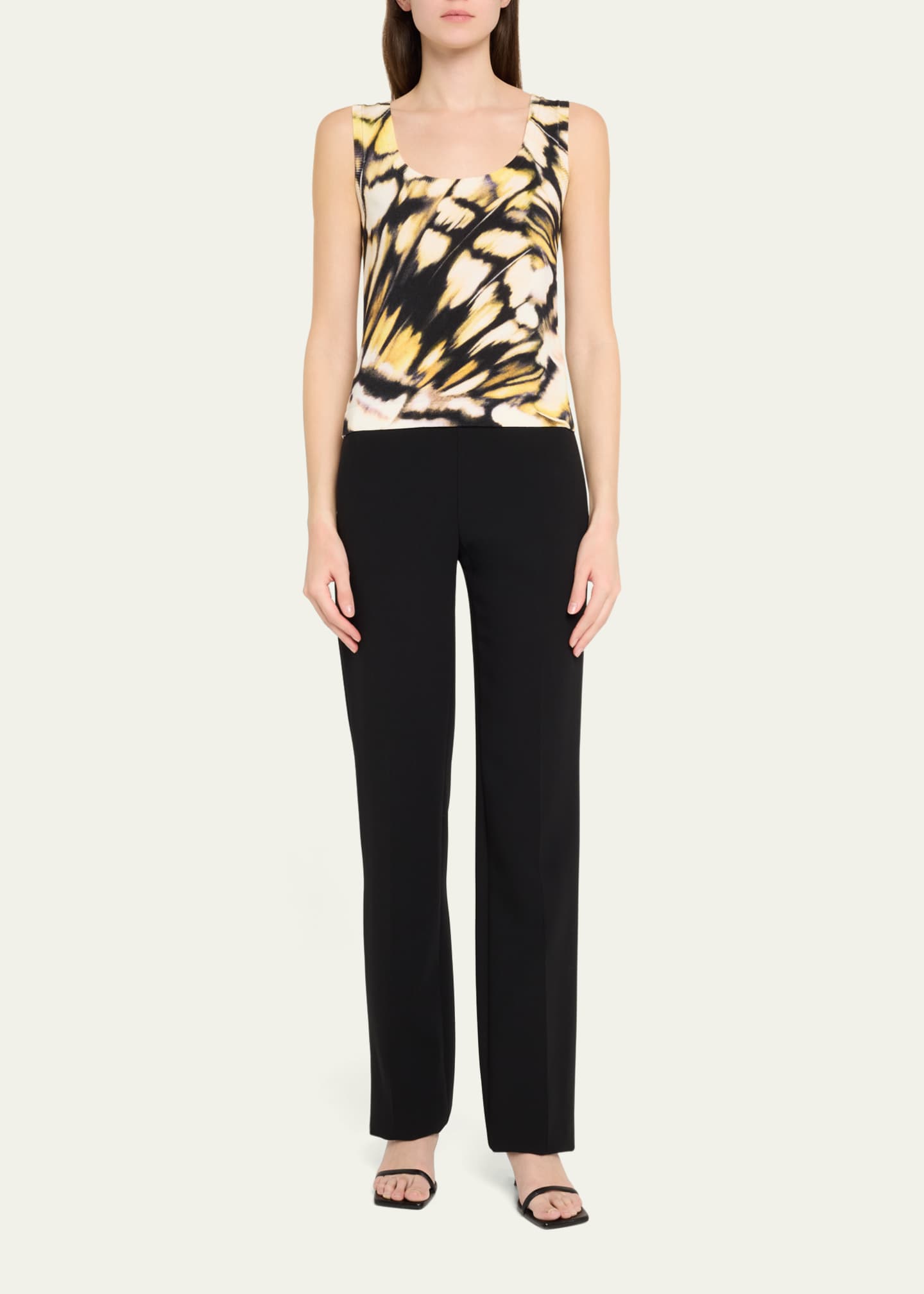 Oscar de la Renta Butterfly Printed Scoop-Neck Knit Tank Top Image 2 of 5