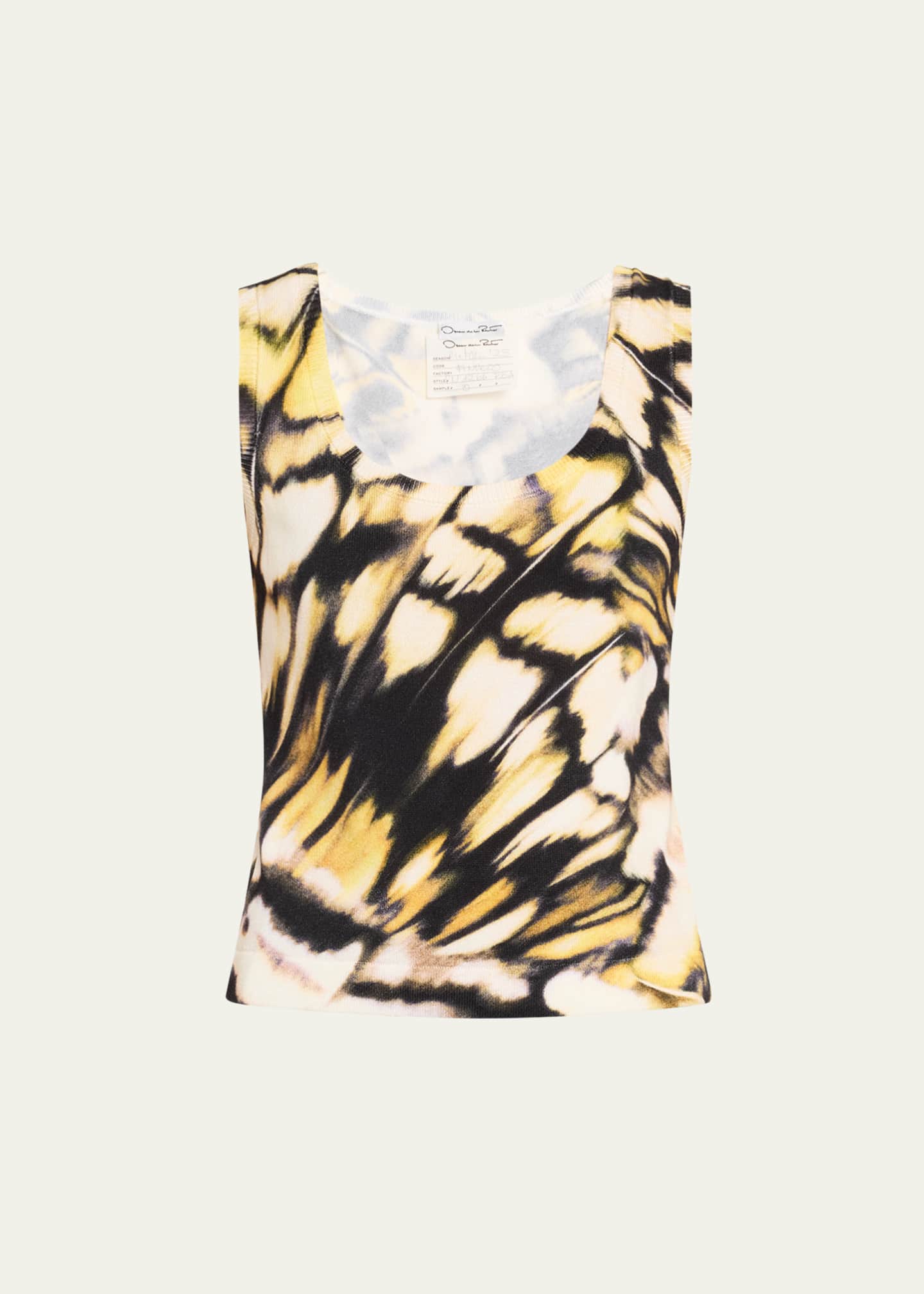 Oscar de la Renta Butterfly Printed Scoop-Neck Knit Tank Top Image 1 of 5