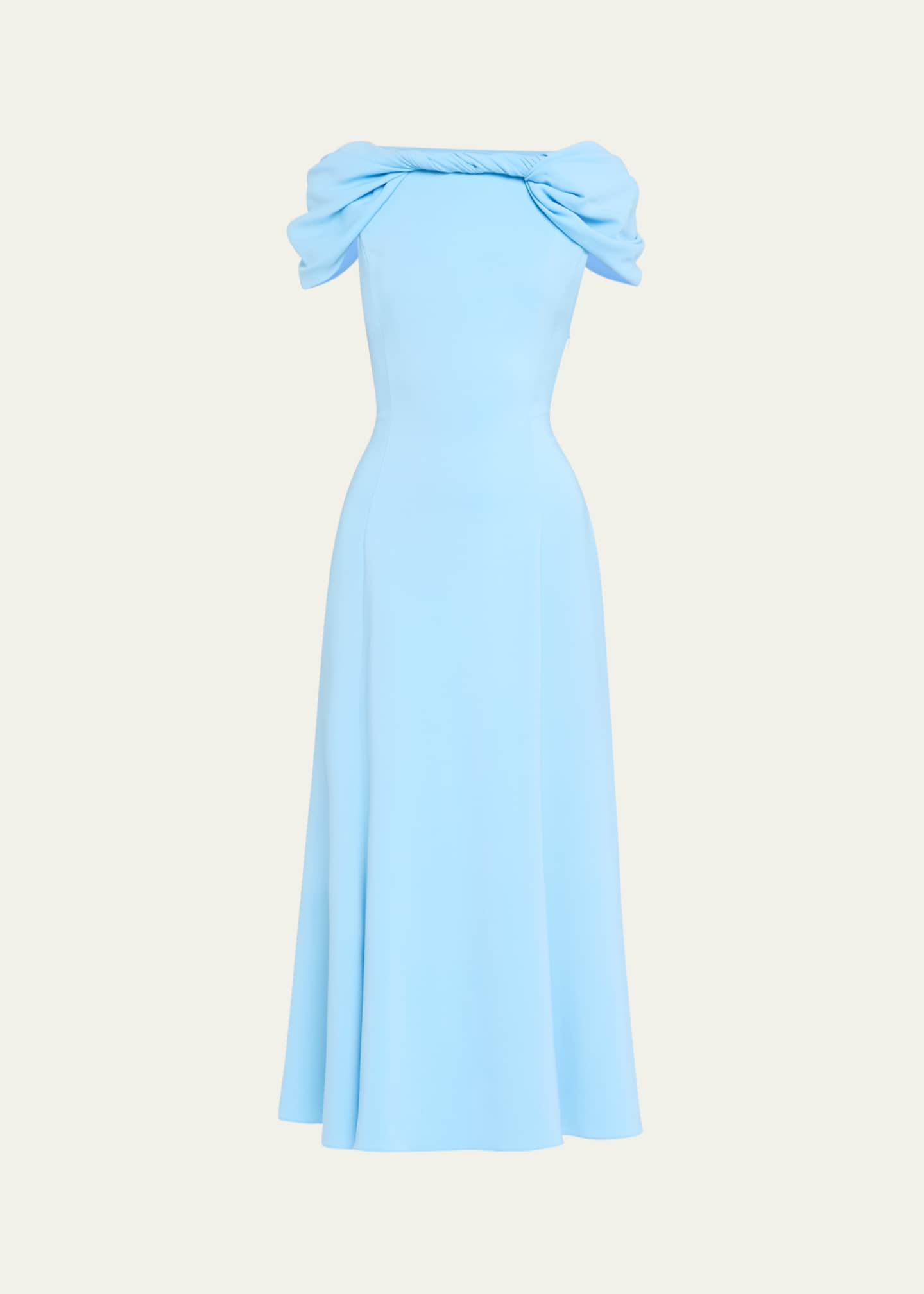 Oscar de la Renta Cap-Sleeve Twisted Cape Cocktail Dress Image 1 of 5