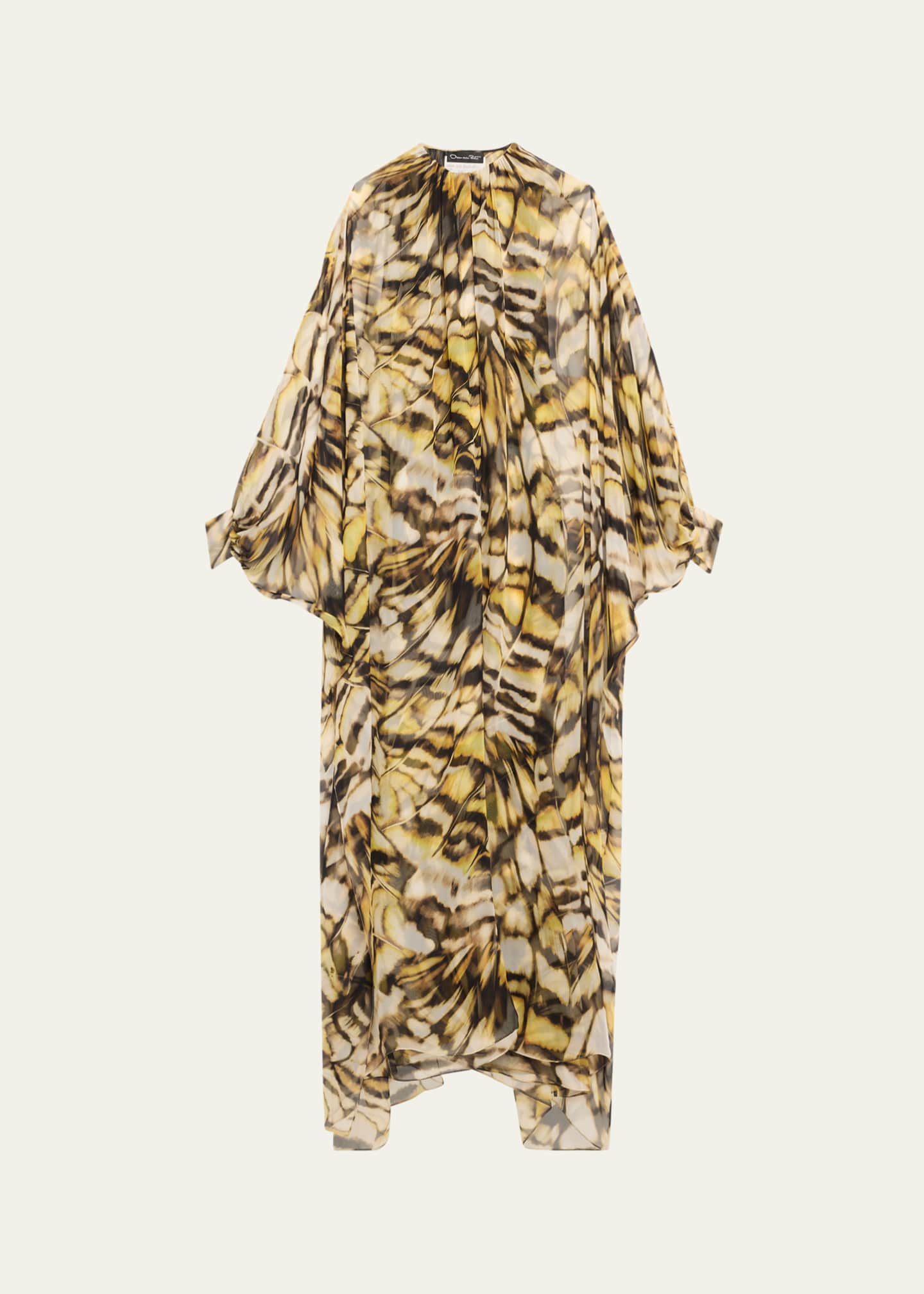 Oscar de la Renta Abstract Butterfly Silk Chiffon Kaftan Image 1 of 5