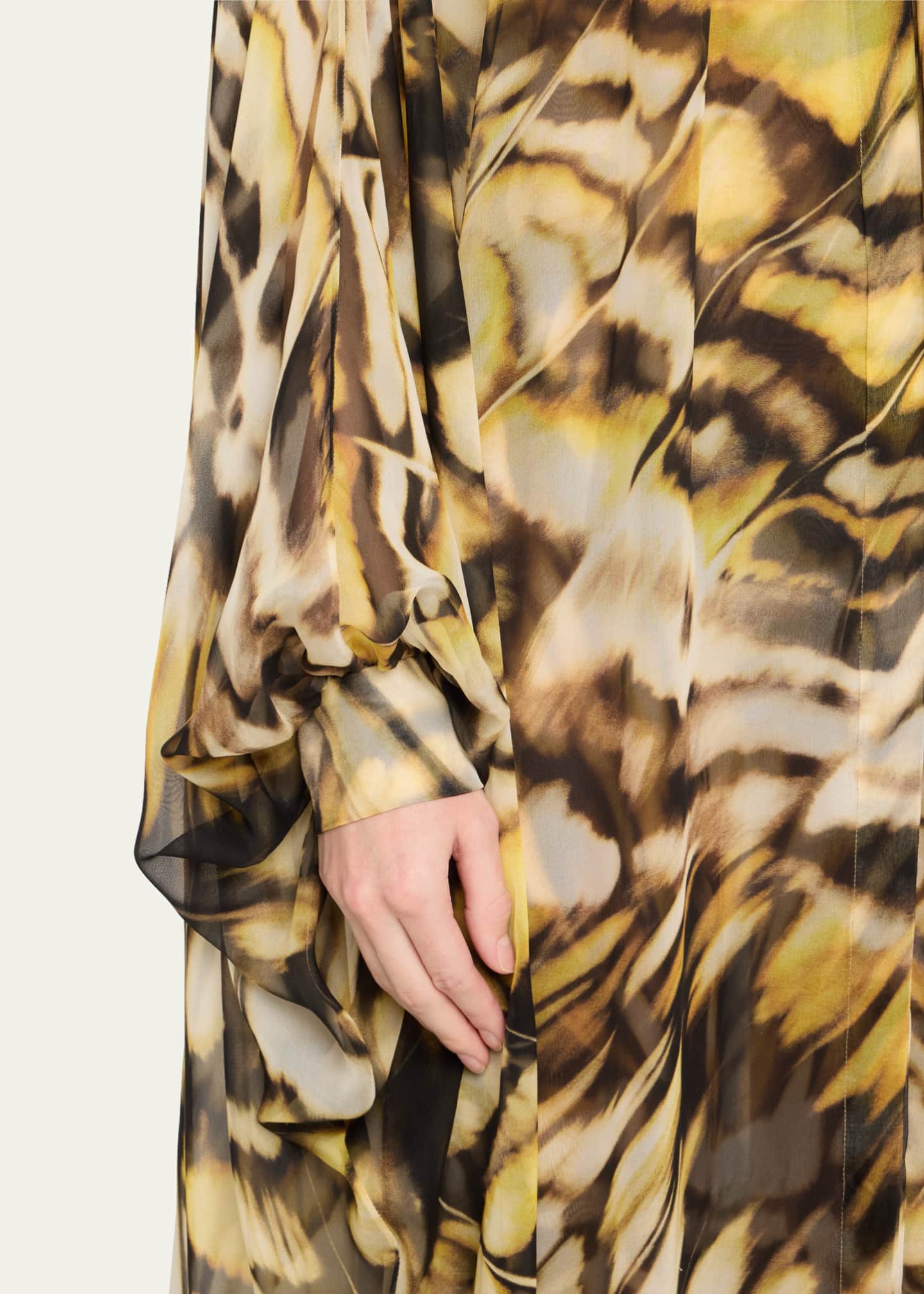 Oscar de la Renta Abstract Butterfly Silk Chiffon Kaftan Image 5 of 5