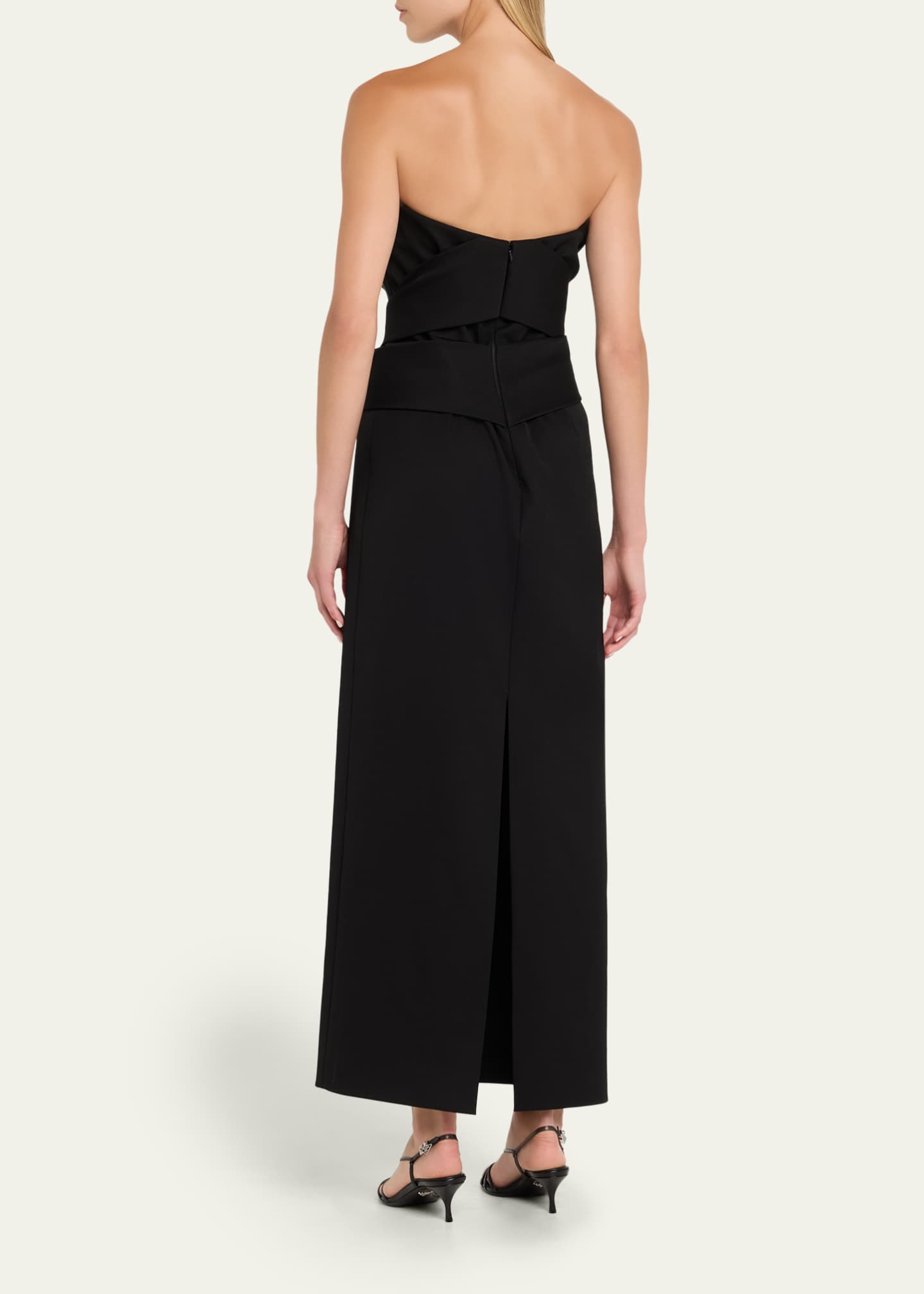 Oscar de la Renta Strapless Draped Bow Column Ankle Gown Image 3 of 5