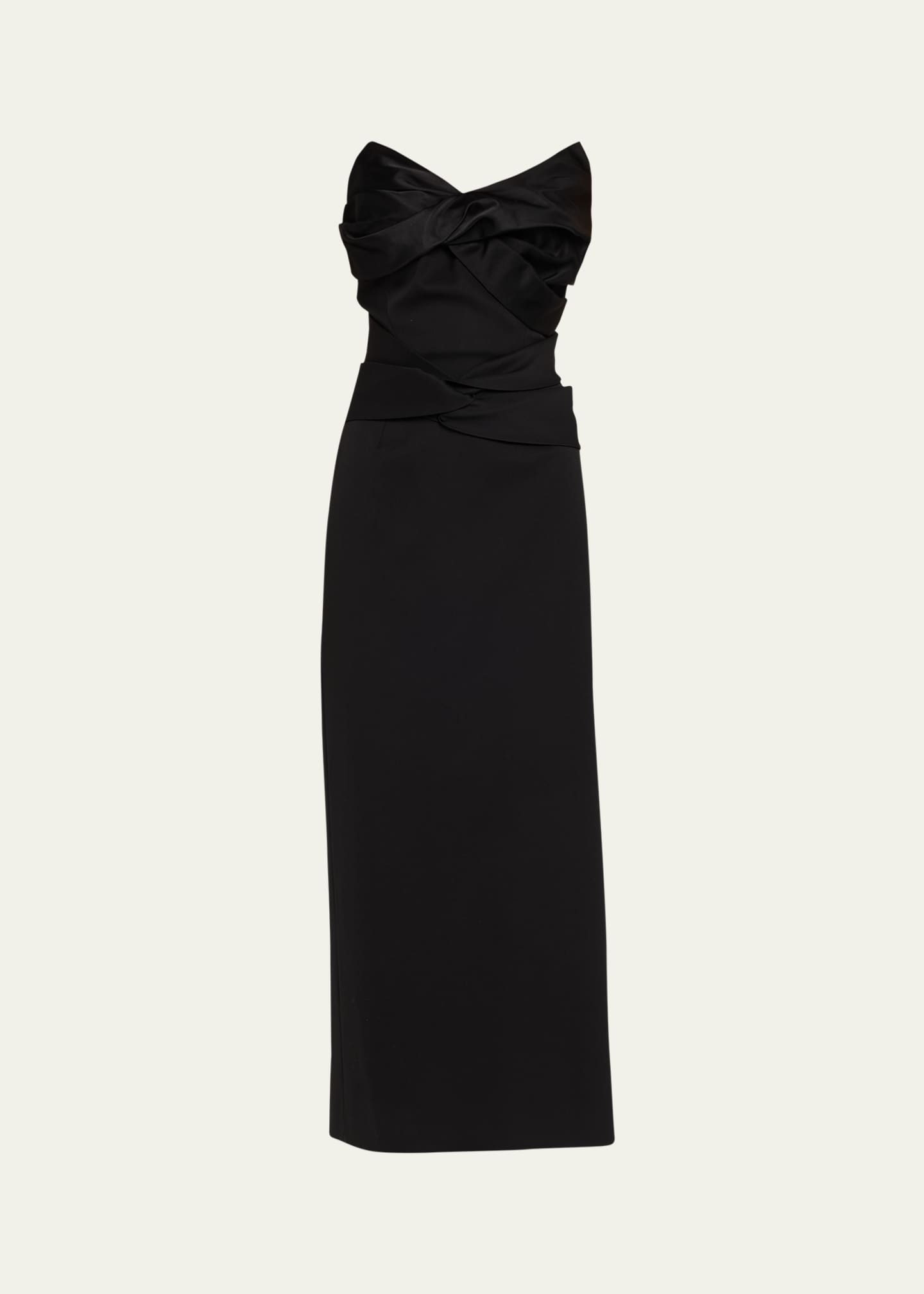 Oscar de la Renta Strapless Draped Bow Column Ankle Gown Image 1 of 5