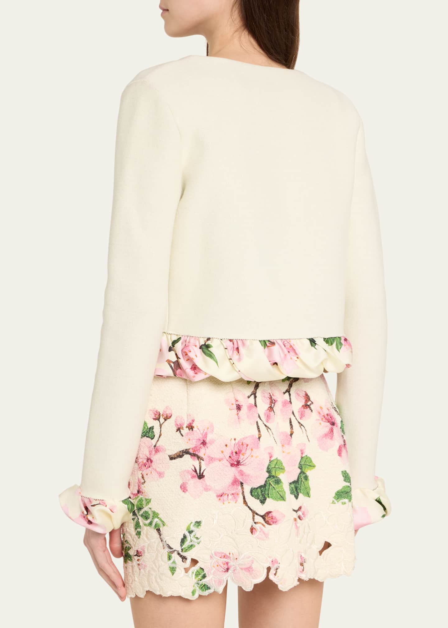 Oscar de la Renta Cherry Blossom Bubble Twist Cardigan Image 3 of 5