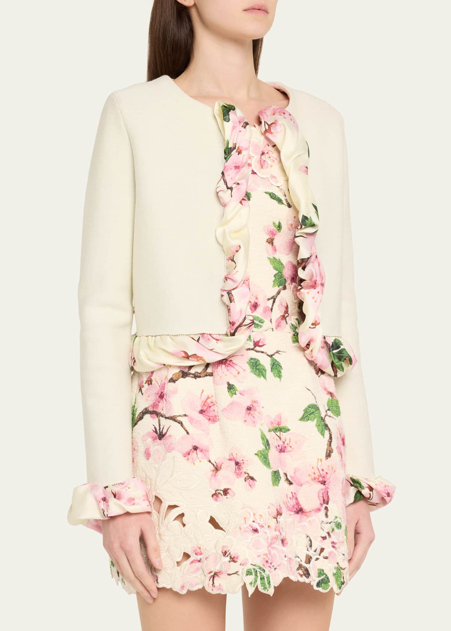 Oscar de la Renta Cherry Blossom Bubble Twist Cardigan Image 4 of 5