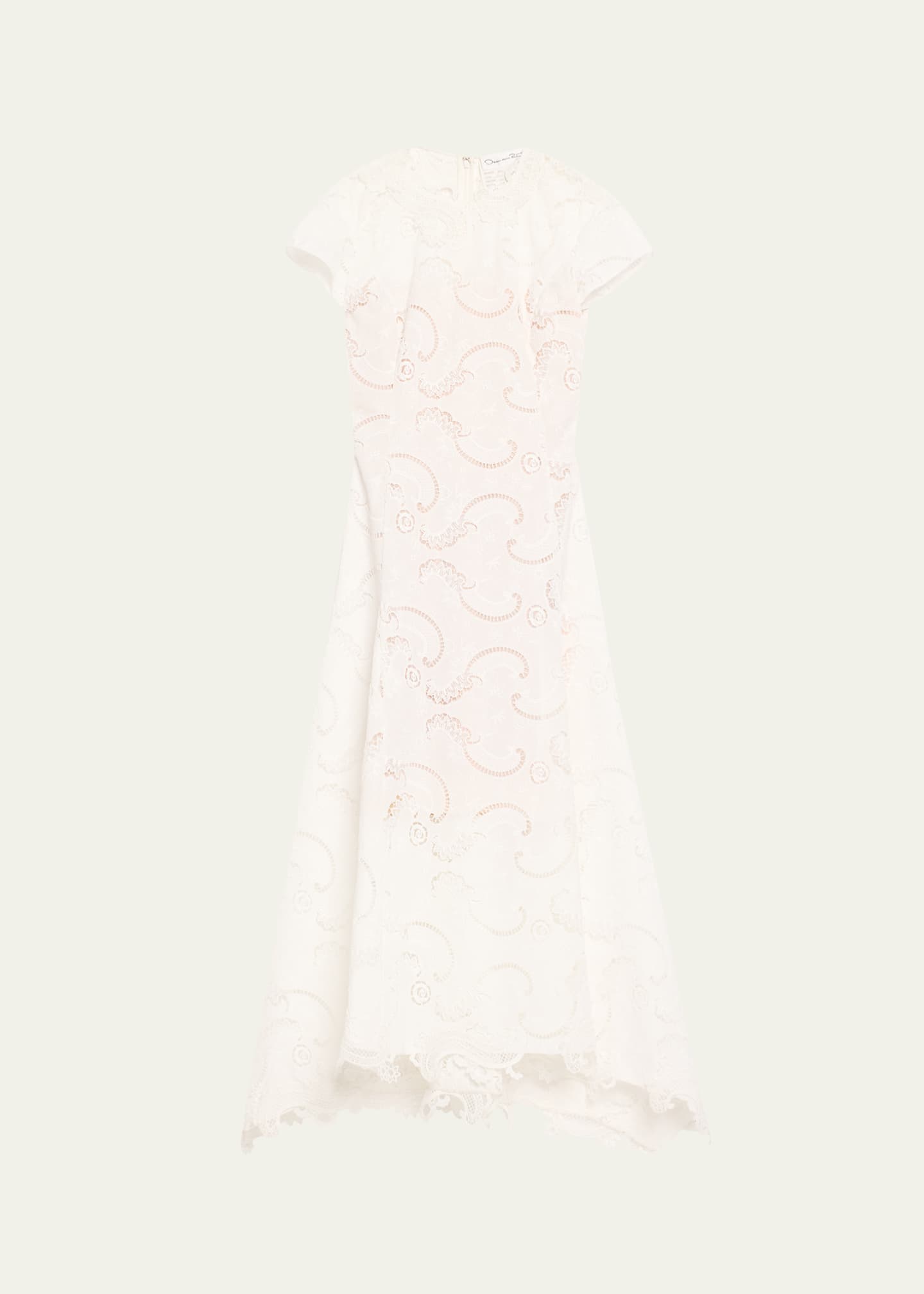 Oscar de la Renta Scroll Guipure Lace High-Low Day Dress Image 1 of 5