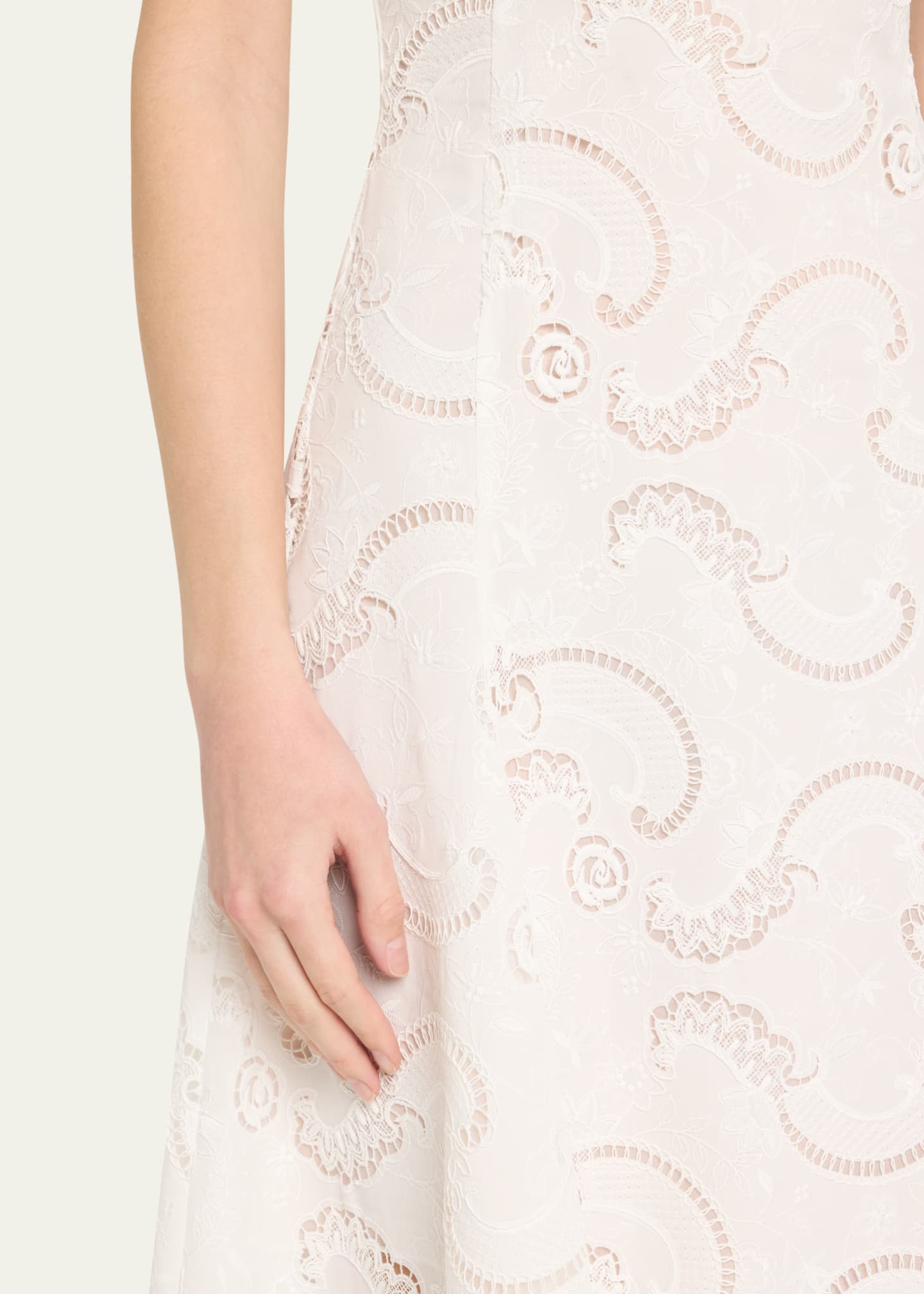 Oscar de la Renta Scroll Guipure Lace High-Low Day Dress Image 5 of 5