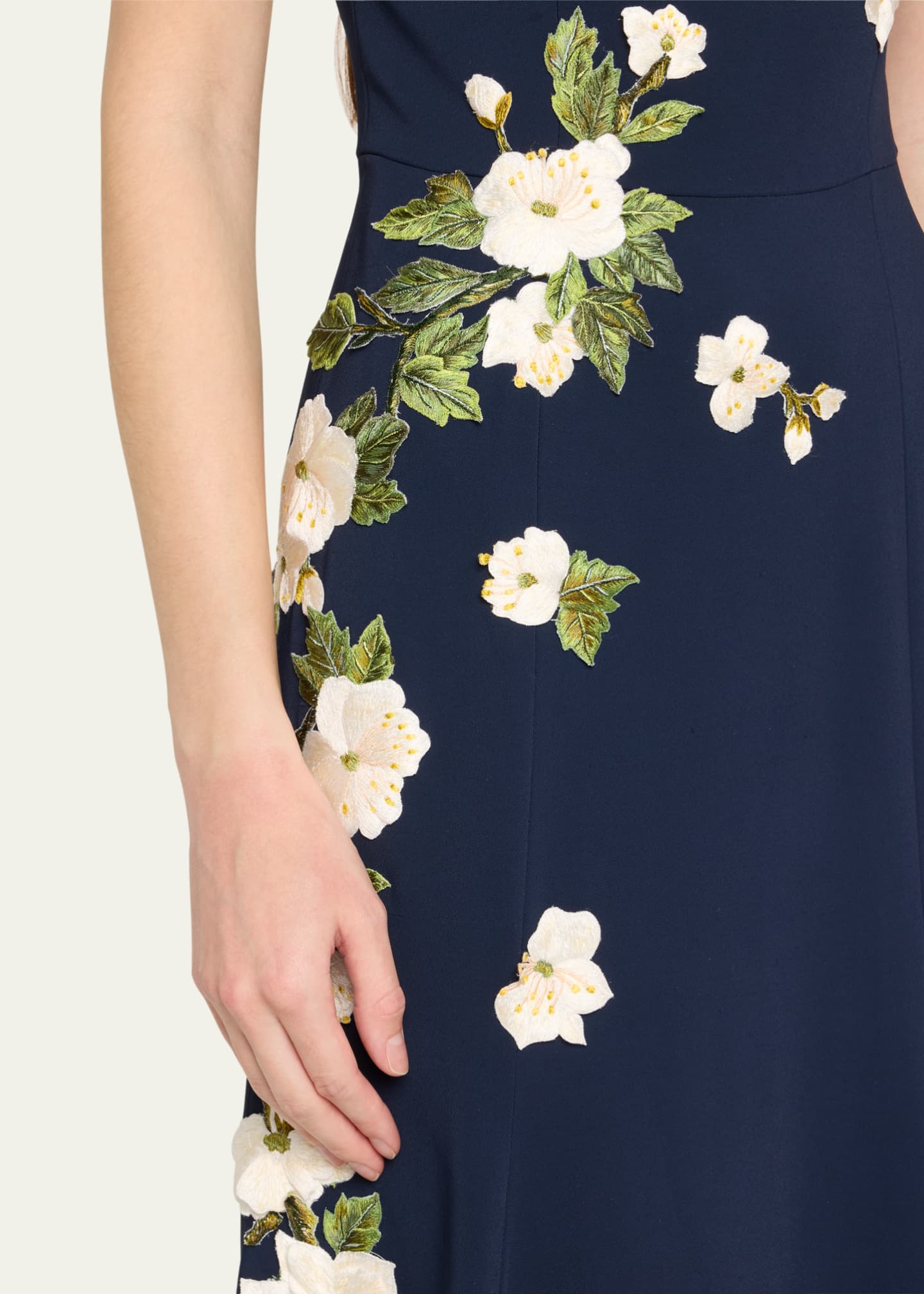Oscar de la Renta Cascading Cherry Blossom Embroidered Gown Image 5 of 5