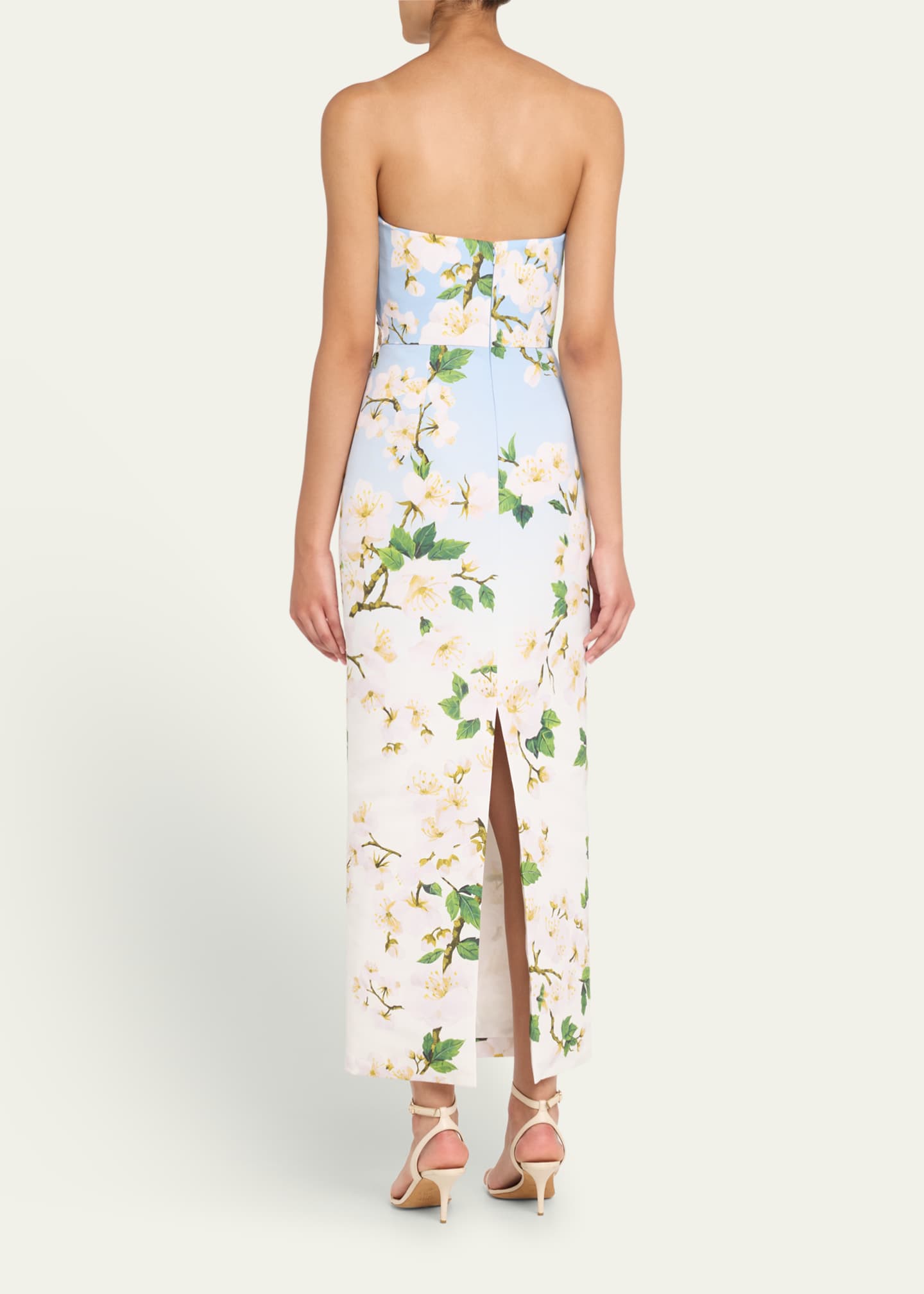 Oscar de la Renta Strapless Cherry Blossom Embroidered Gown Image 3 of 5