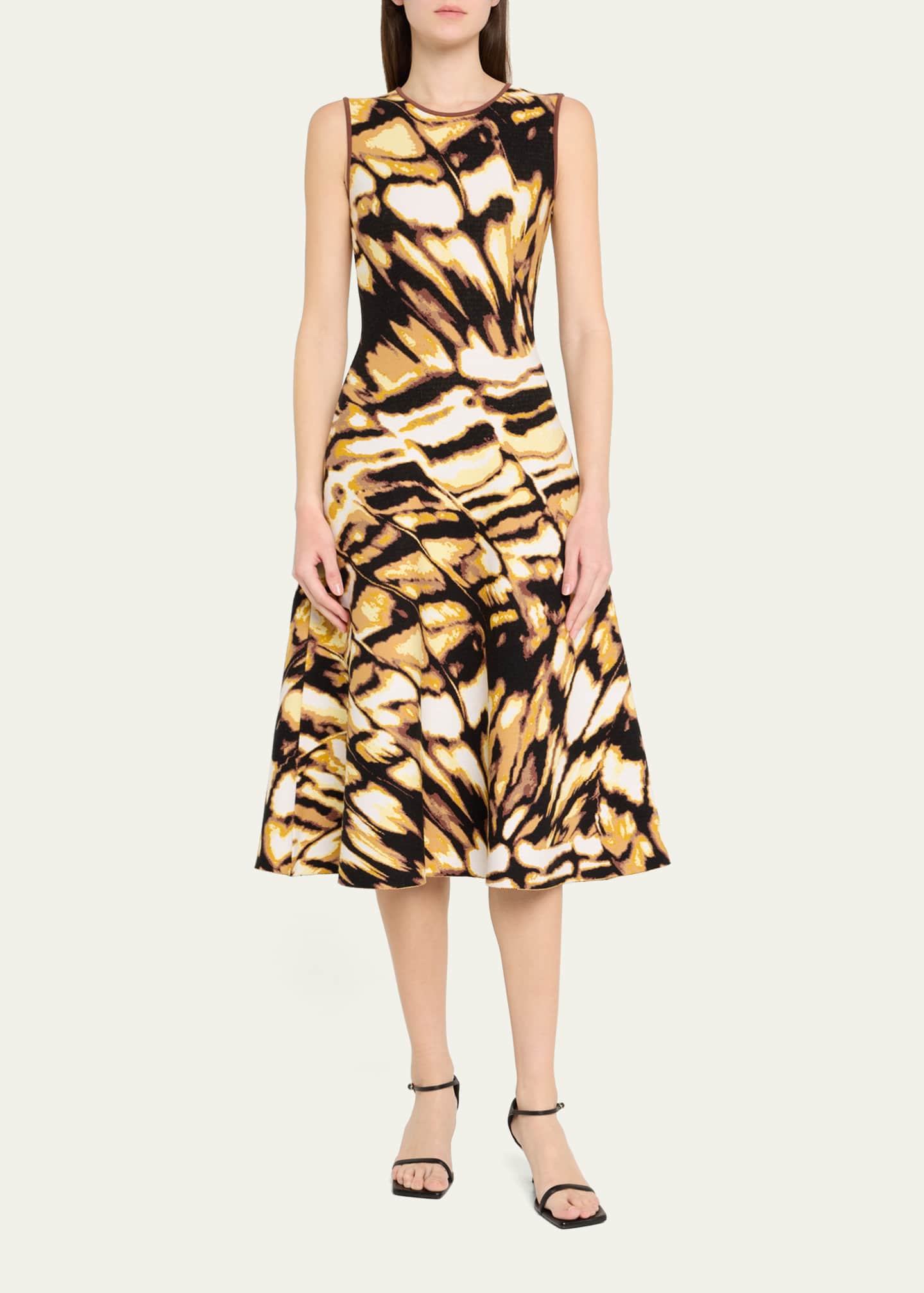 Oscar de la Renta Sleeveless Butterfly Jacquard Knit Midi Dress Image 2 of 5